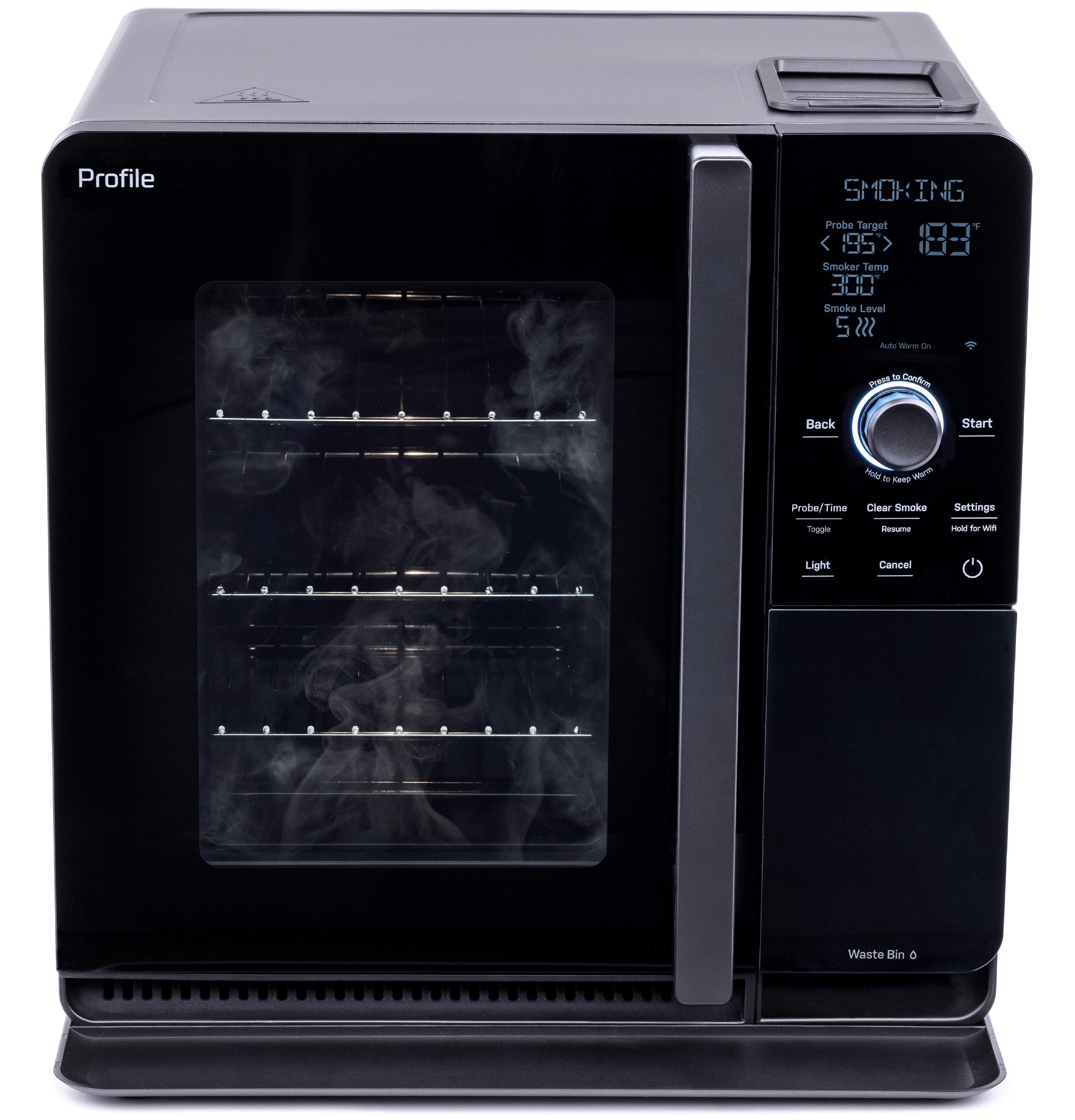 GE Profile Indoor 2.1 cu ft 293-Sq. in Black Smart Electric Smoker