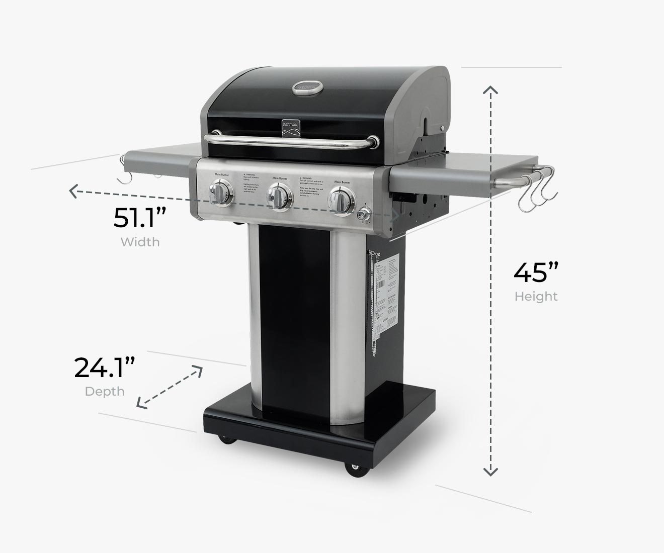 Kenmore Black 3 -Burner Liquid Propane Gas Grill