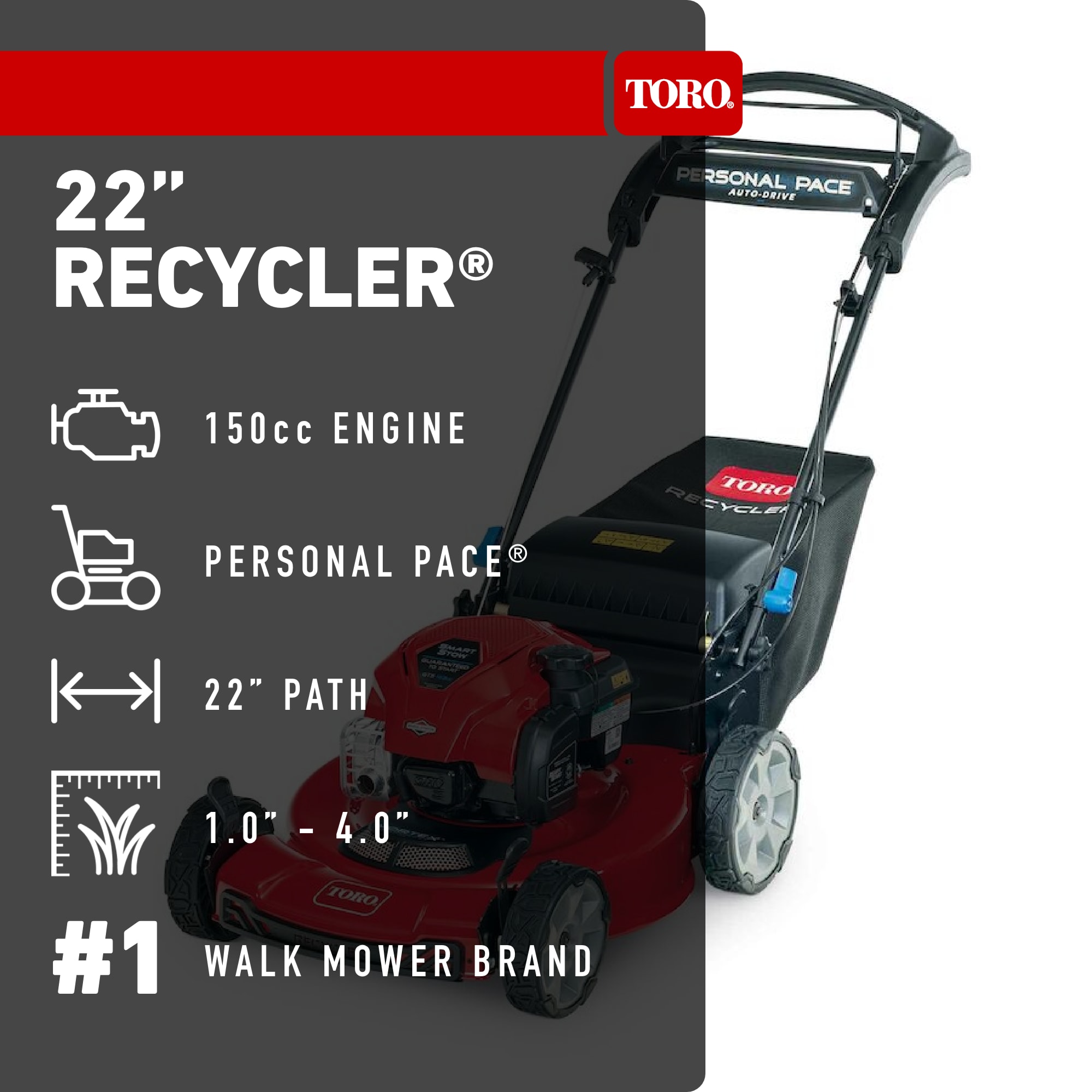 Toro Recycler 22-in Gas Self-propelled lawn mower with 150-cc Briggs and Stratton Engine