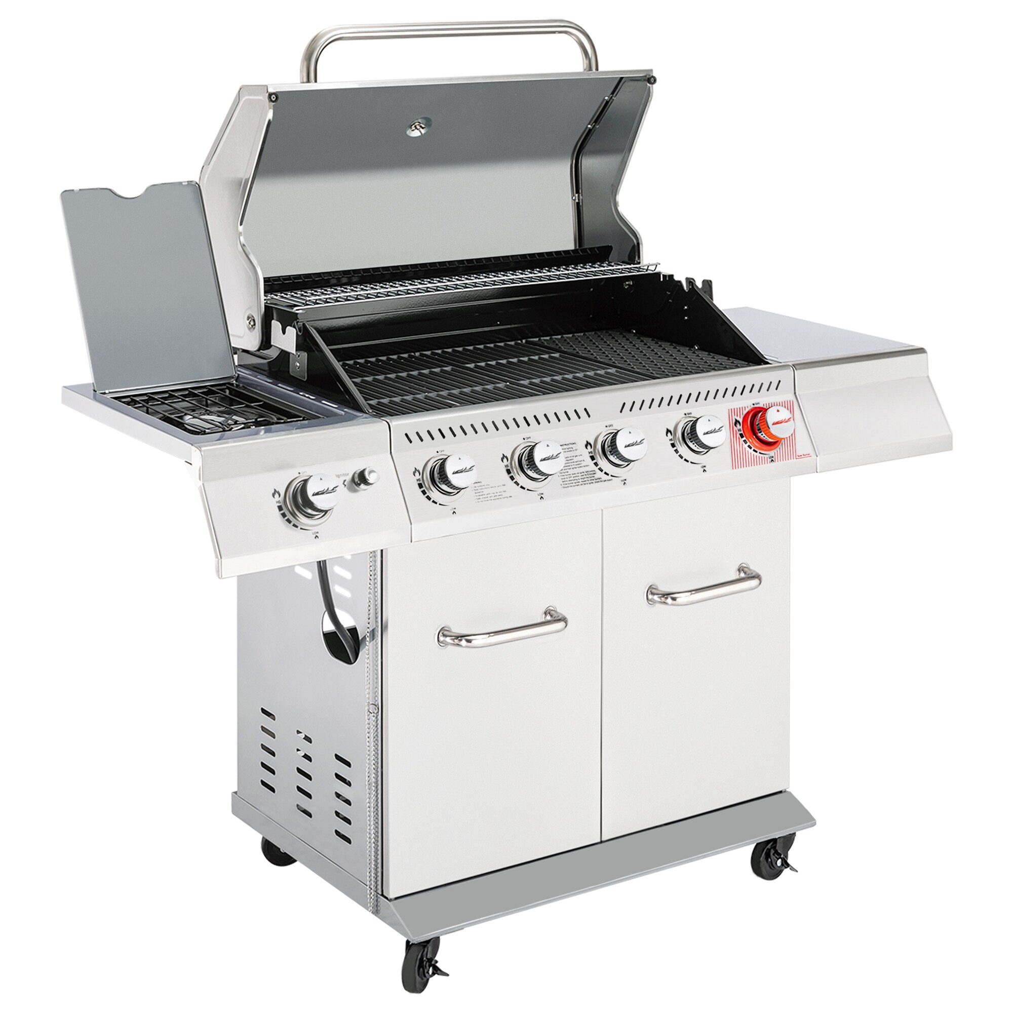 Royal Gourmet Cabinet Style Silver 5 -Burner Liquid Propane Gas Grill 1 -Side Burner