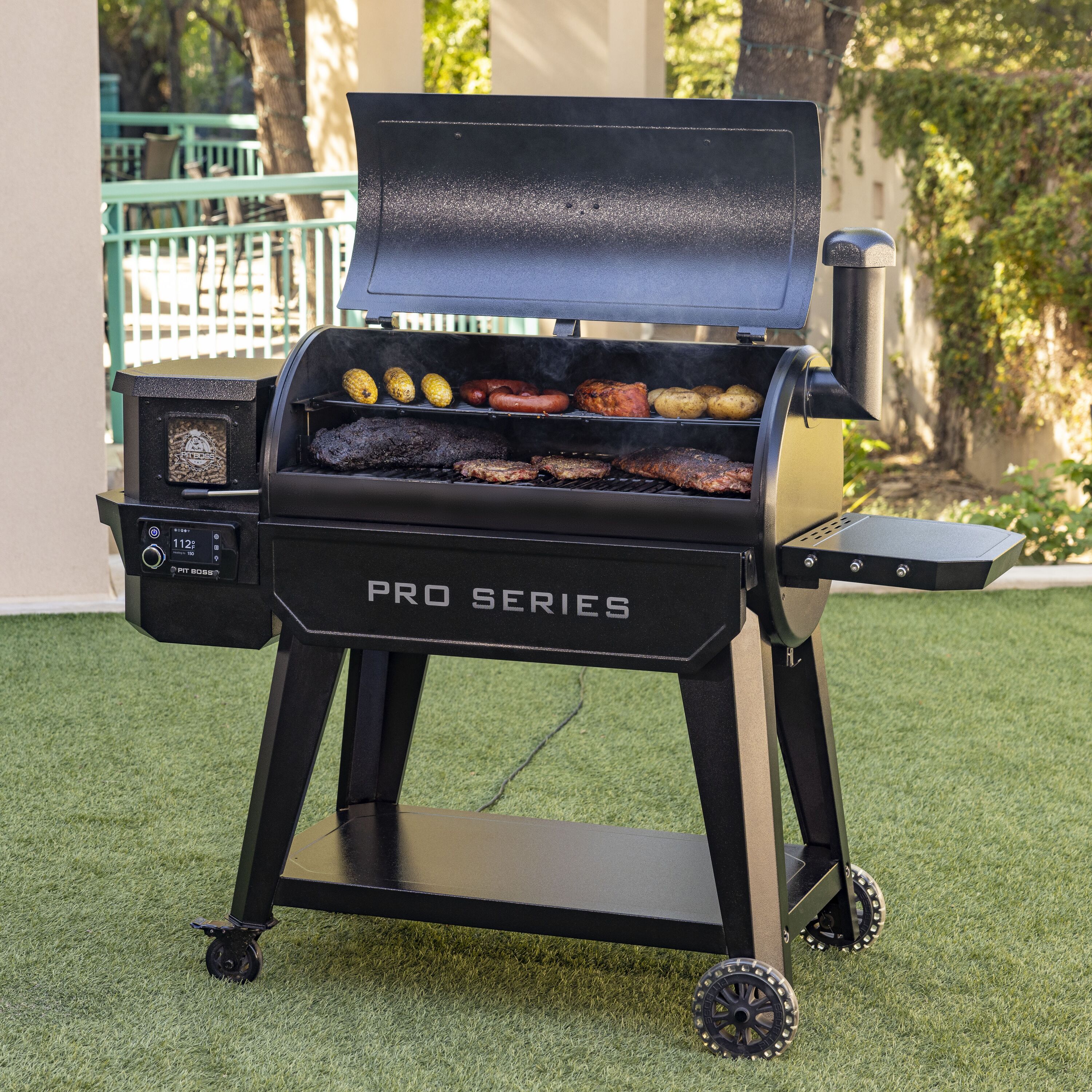 Pit Boss Pro Series V3 1150-Sq. in Grey Pellet Grill with Smart Compatibility