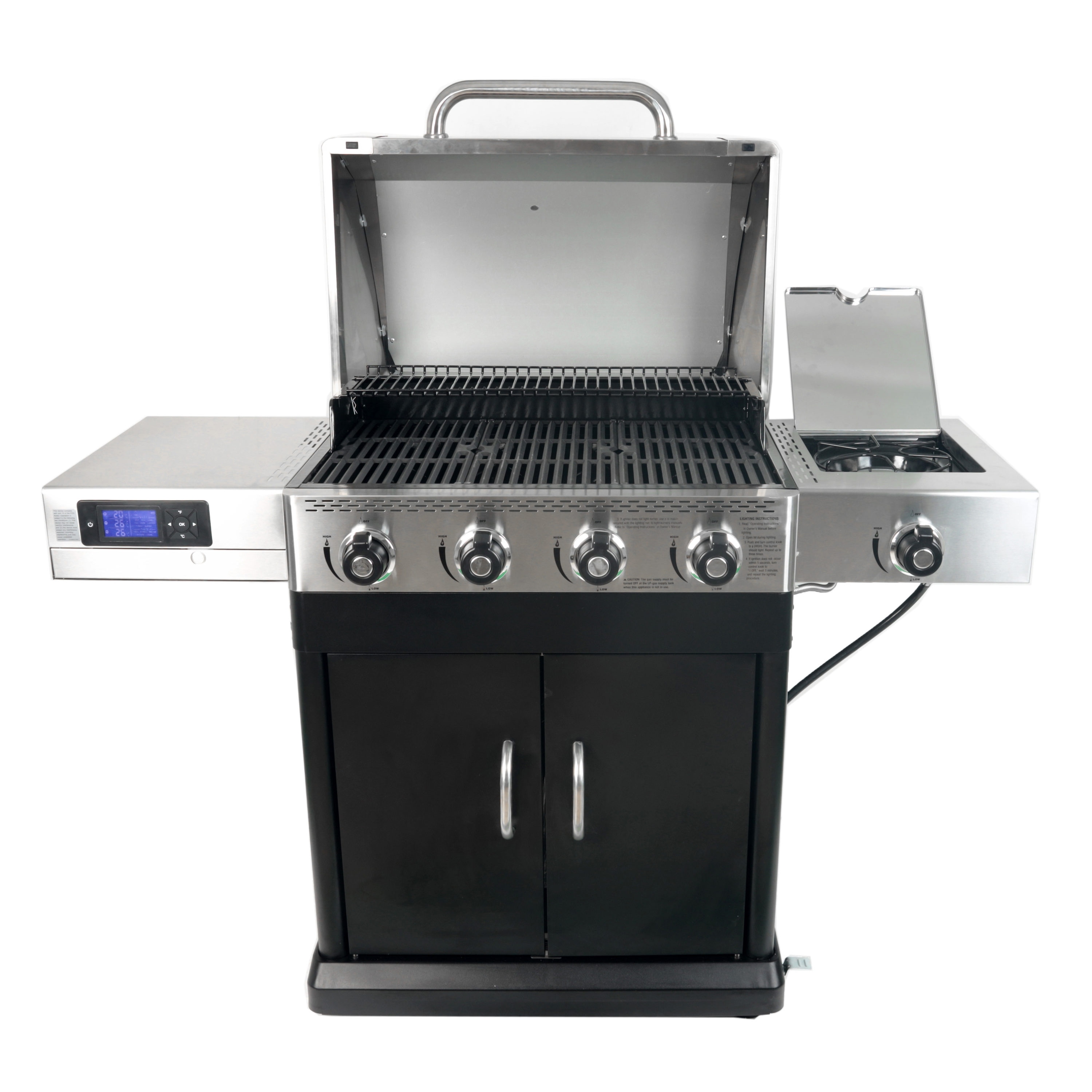 Master Forge Silver and Black/Stainless Steel and Powder Coated 4 -Burner Liquid Propane Gas Grill 1 -Side Burner