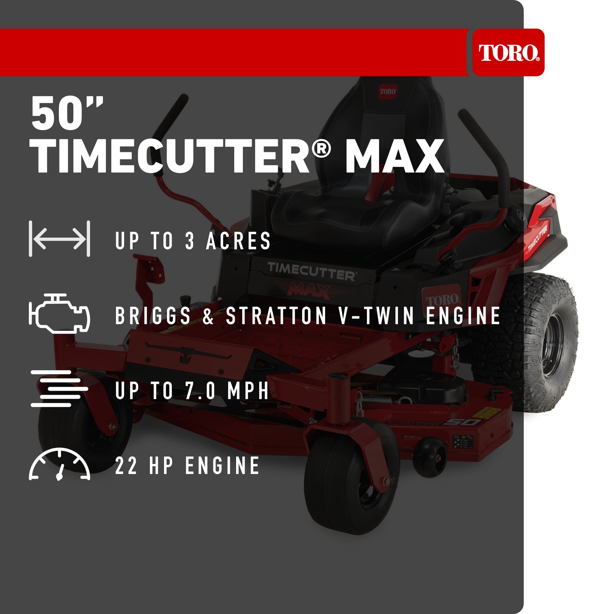 Toro TimeCutter MAX 50-in 22 -HP V-twin Gas Zero-turn Riding Lawn Mower