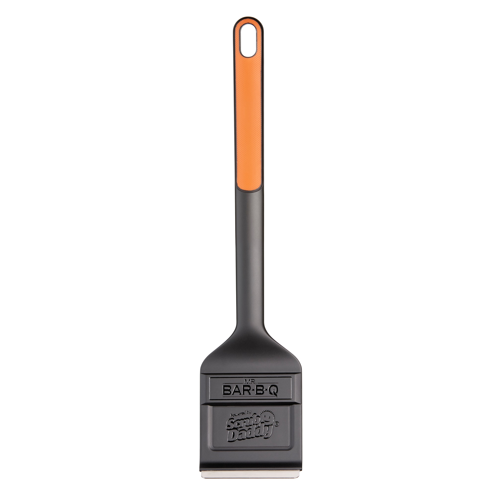 Mr. Bar-B-Q Powered by Scrub Daddy Polyester Grill brush with 17-in Plastic Handle with Scraper Blade