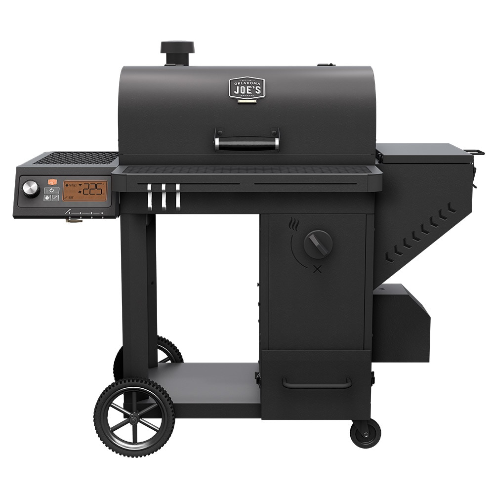 Oklahoma Joe's Tahoma Gravity Feed 900-Sq. in Black Horizontal Charcoal Smoker