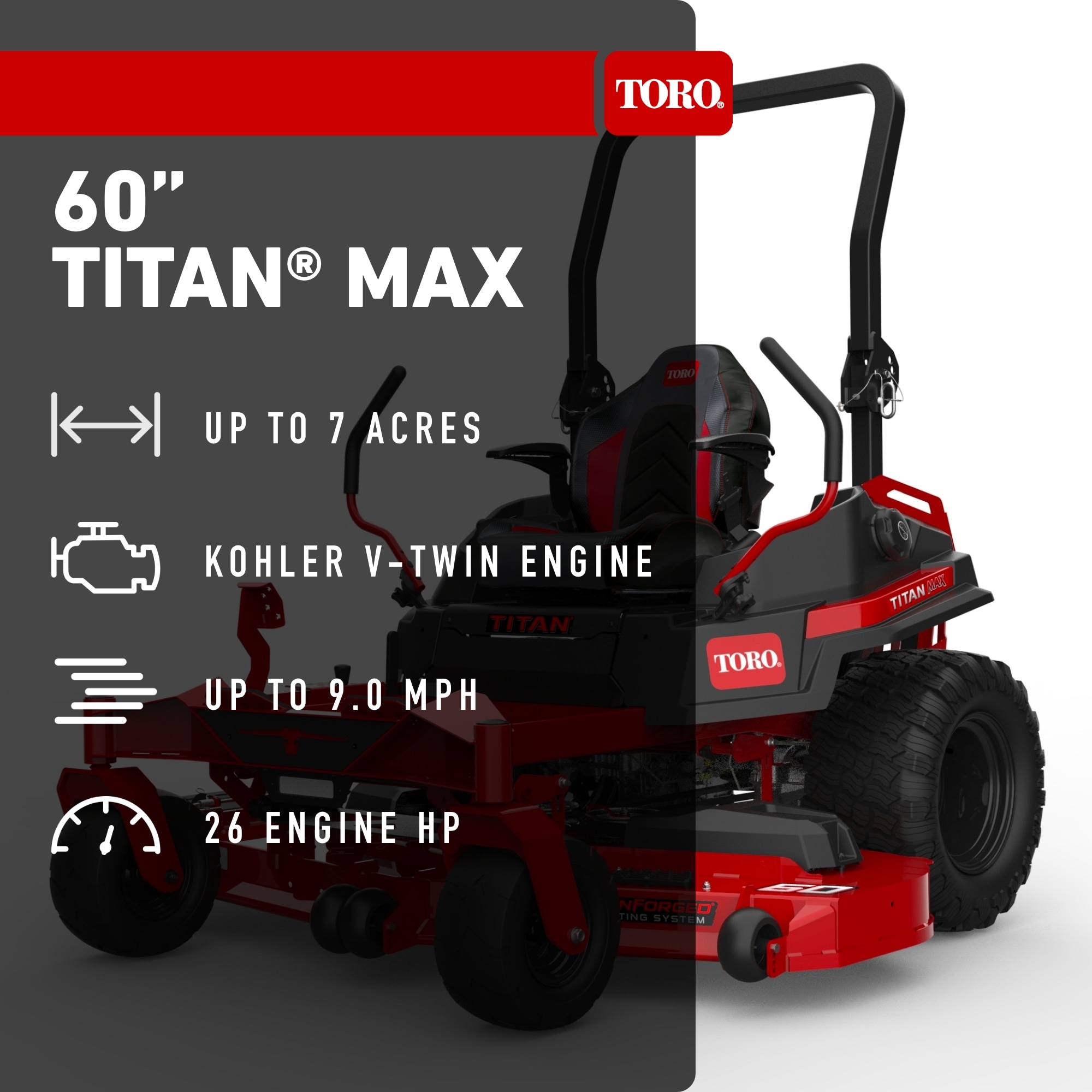 Toro Titan MAX 60-in 26 -HP V-twin Gas Zero-turn Riding Lawn Mower