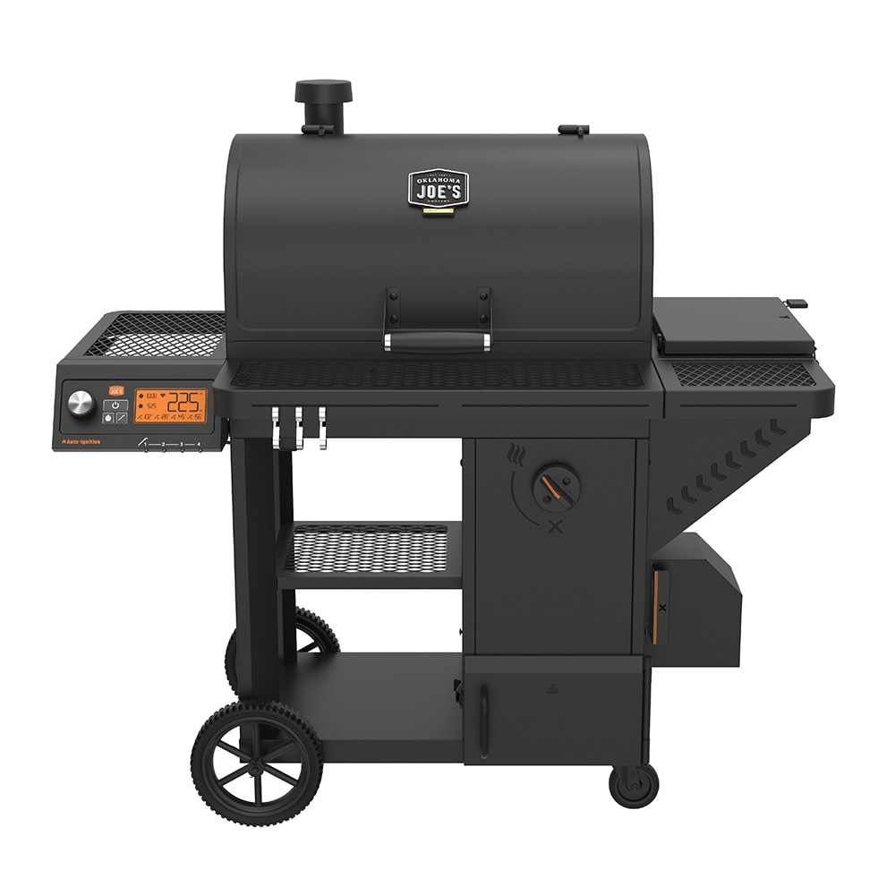 Oklahoma Joe's Tahoma Gravity Feed 1200-Sq. in Black Horizontal Charcoal Smoker