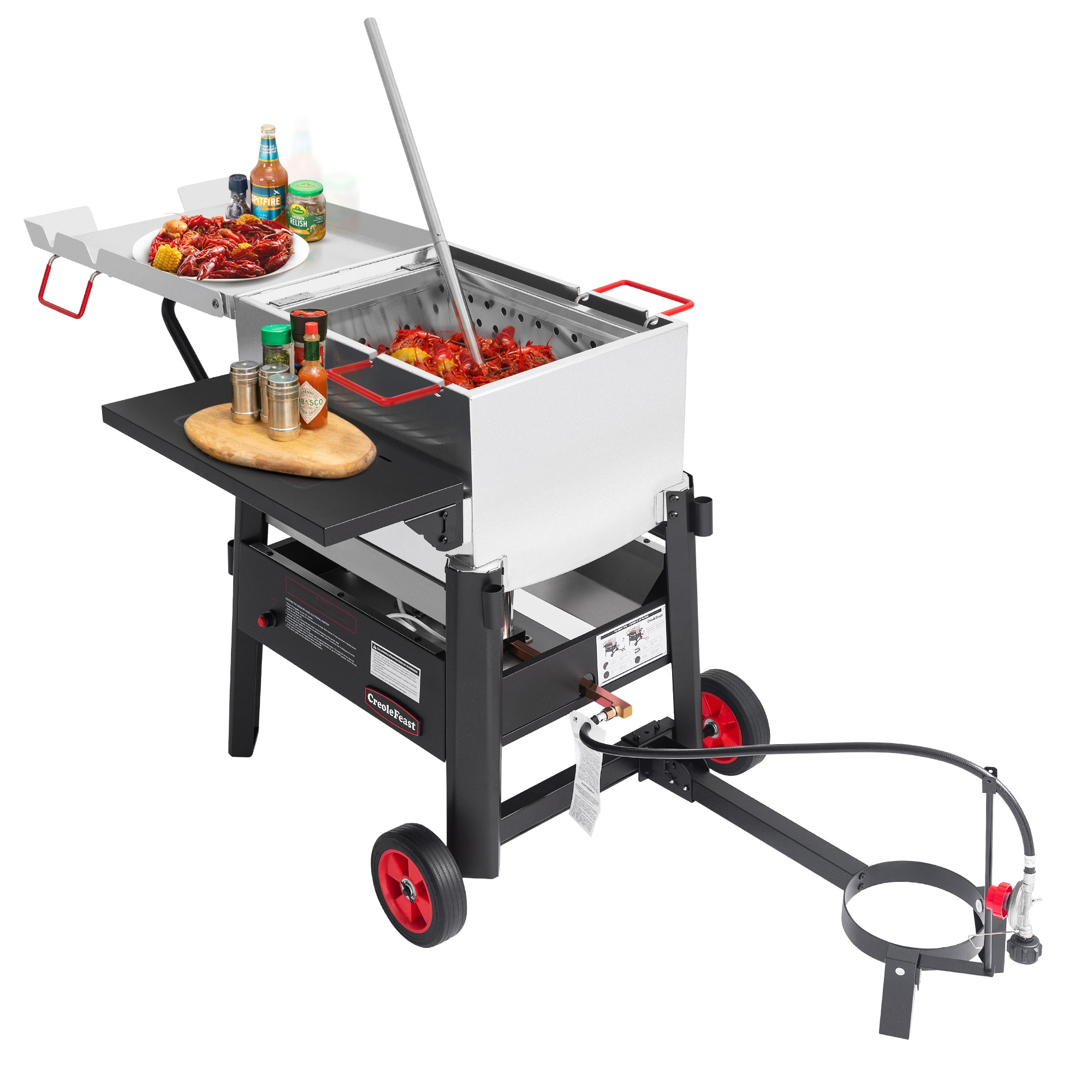 Creole Feast 70 Qt Single Sack Crawfish Seafood Boiler 2 -Burner Propane 20-lb. tank Electronic Aluminum Boiler