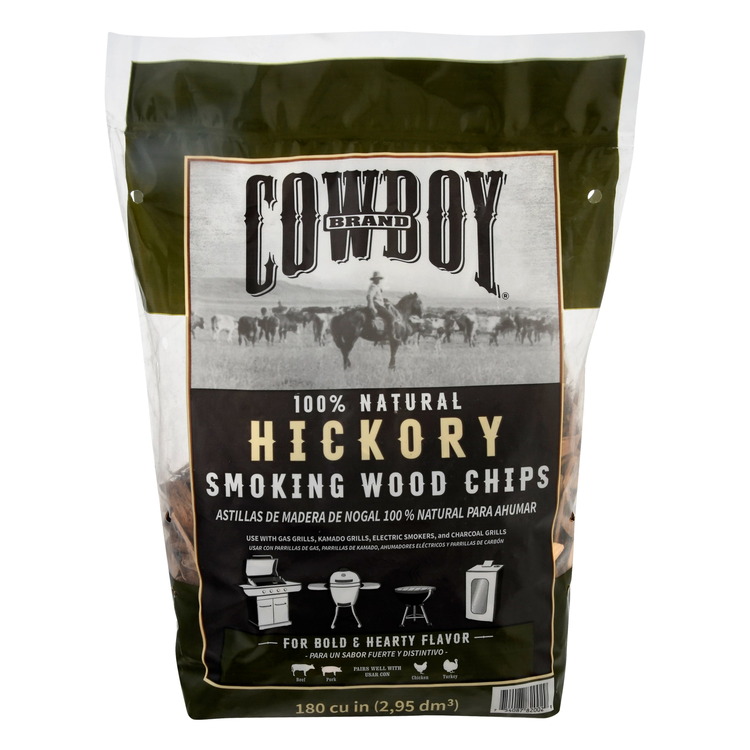 Cowboy Charcoal Hickory 180 Cubic inch(es) Wood chips