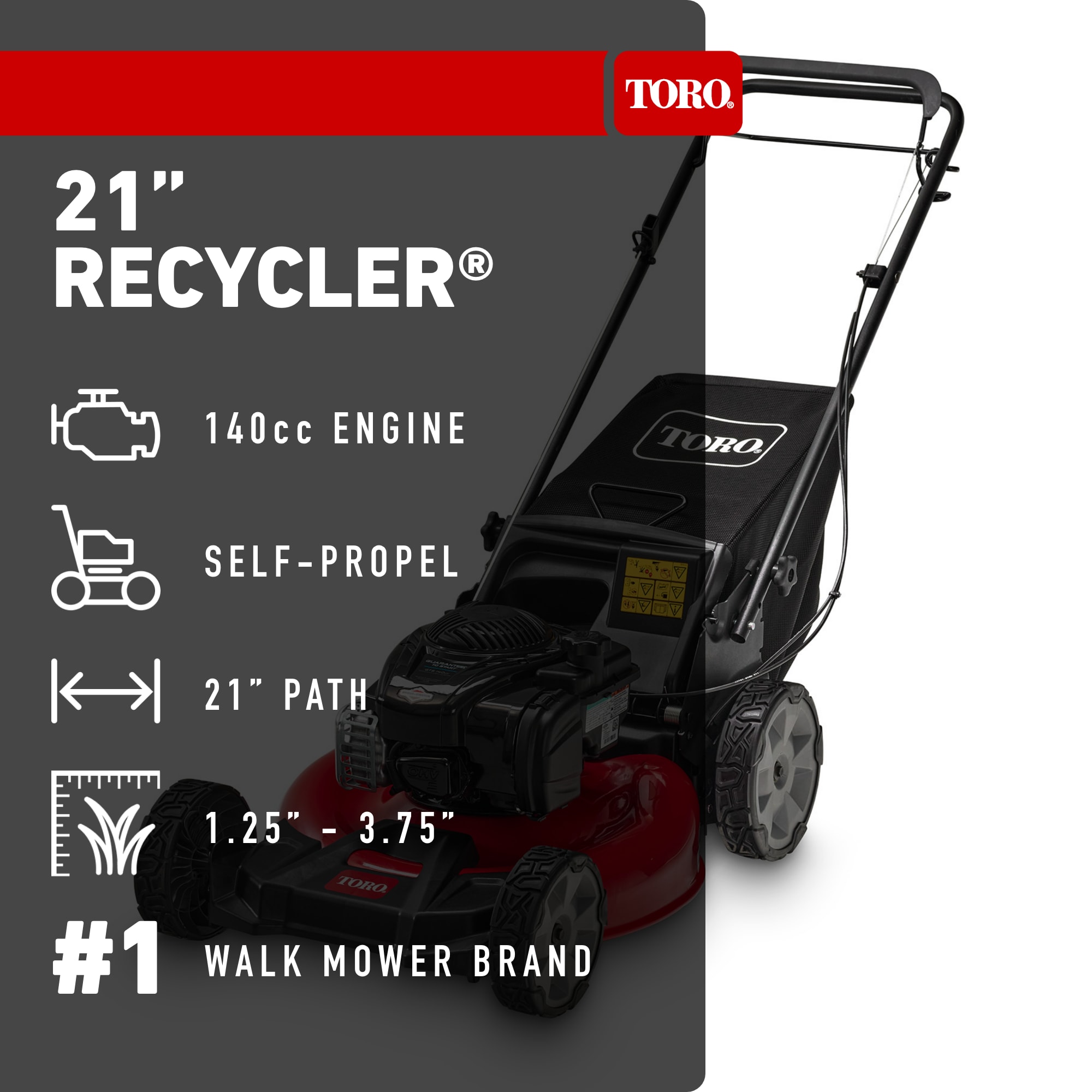 Toro Recycler 21-in Gas Self-propelled lawn mower with 140-cc Briggs and Stratton Engine