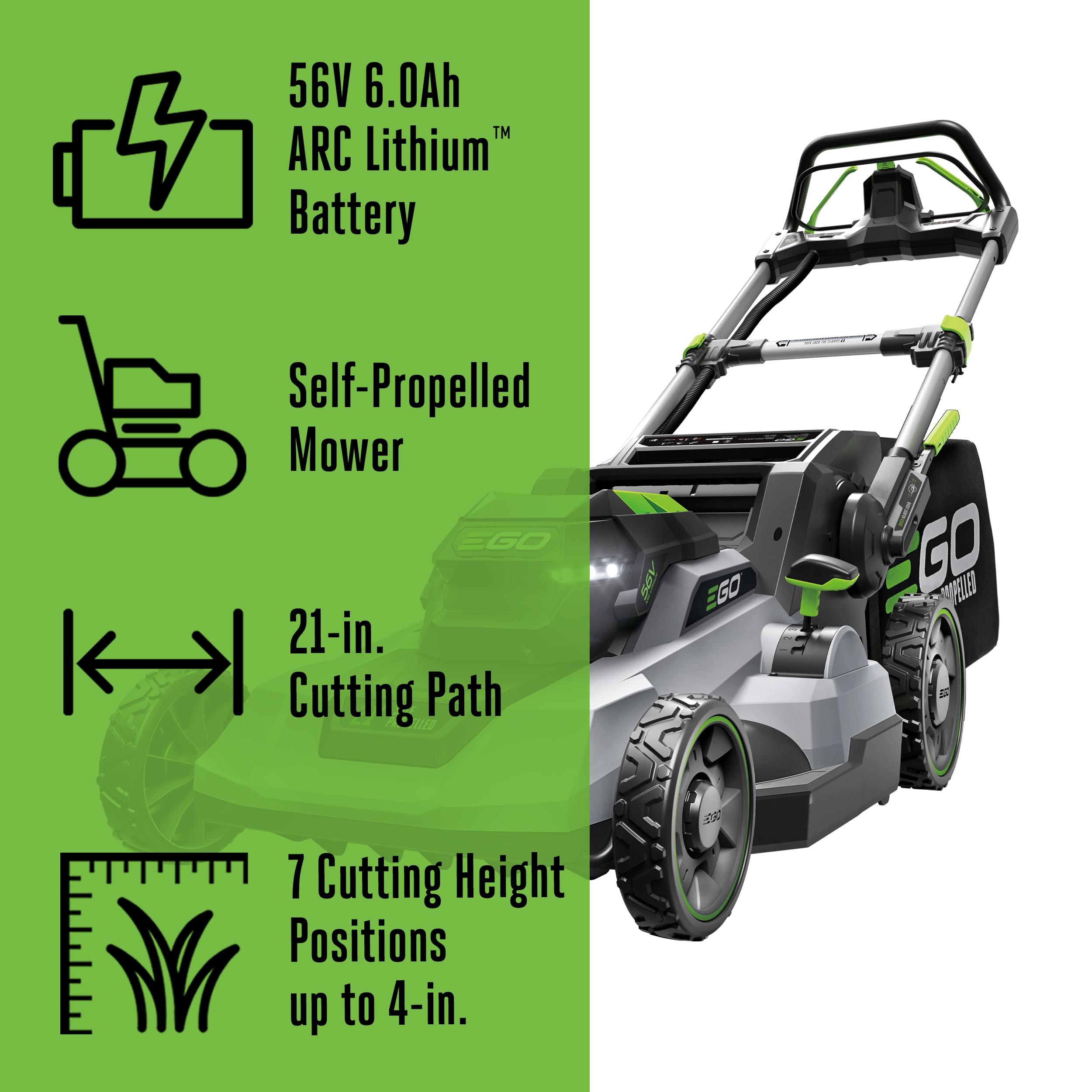 EGO POWER+ 600 Series 56-volt, 21-in Self-propelled Battery Lawn Mower with (1) 6 Ah Battery Included