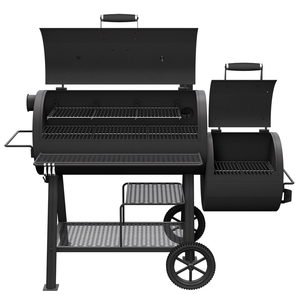 Oklahoma Joe's Highland Reverse Flow Offset 1197-Sq. in Black Horizontal Charcoal Smoker