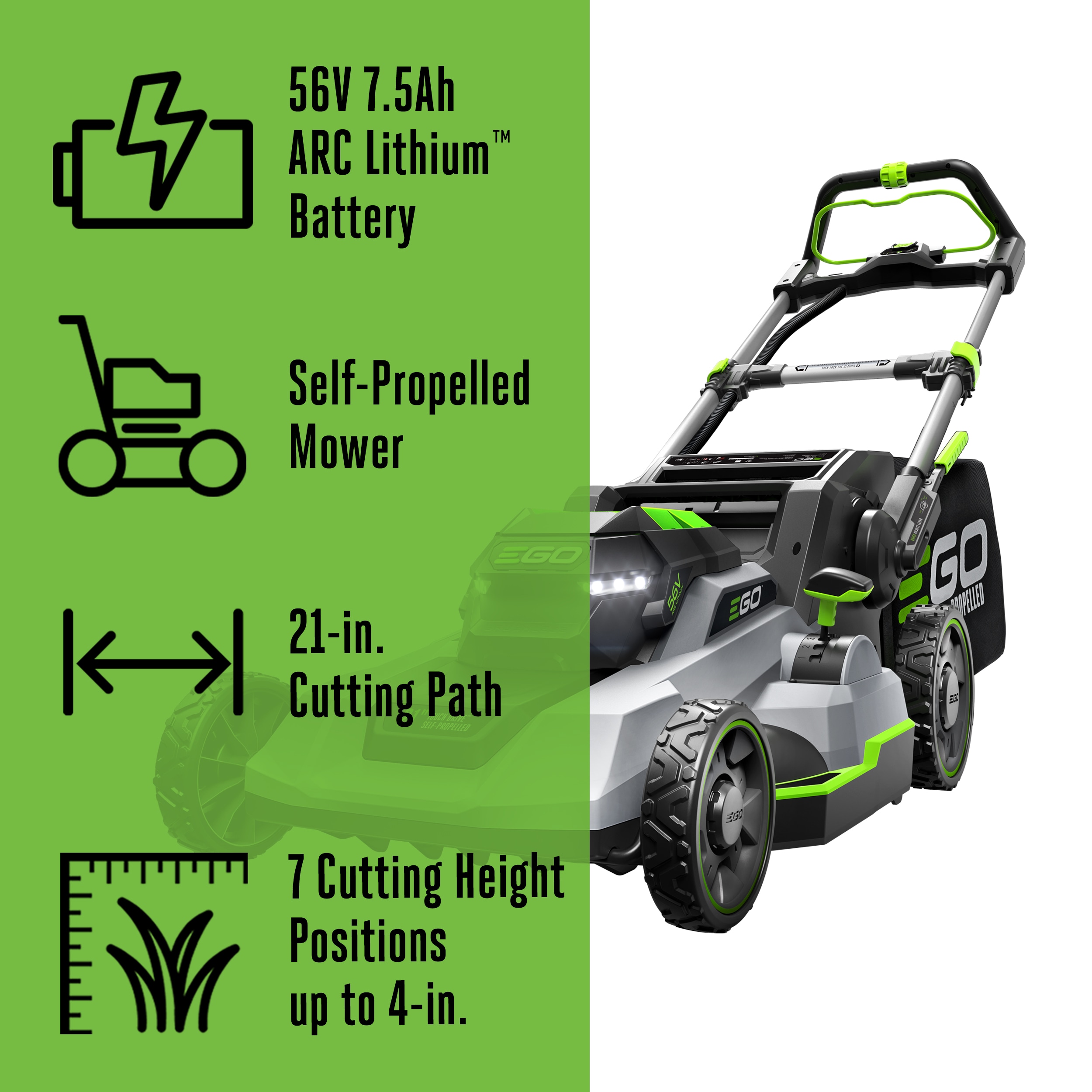 EGO POWER+ 600 Series Touch Drive 21-in 56-volt, Self-propelled Battery Mower with (1) 7.5 Ah Battery Included
