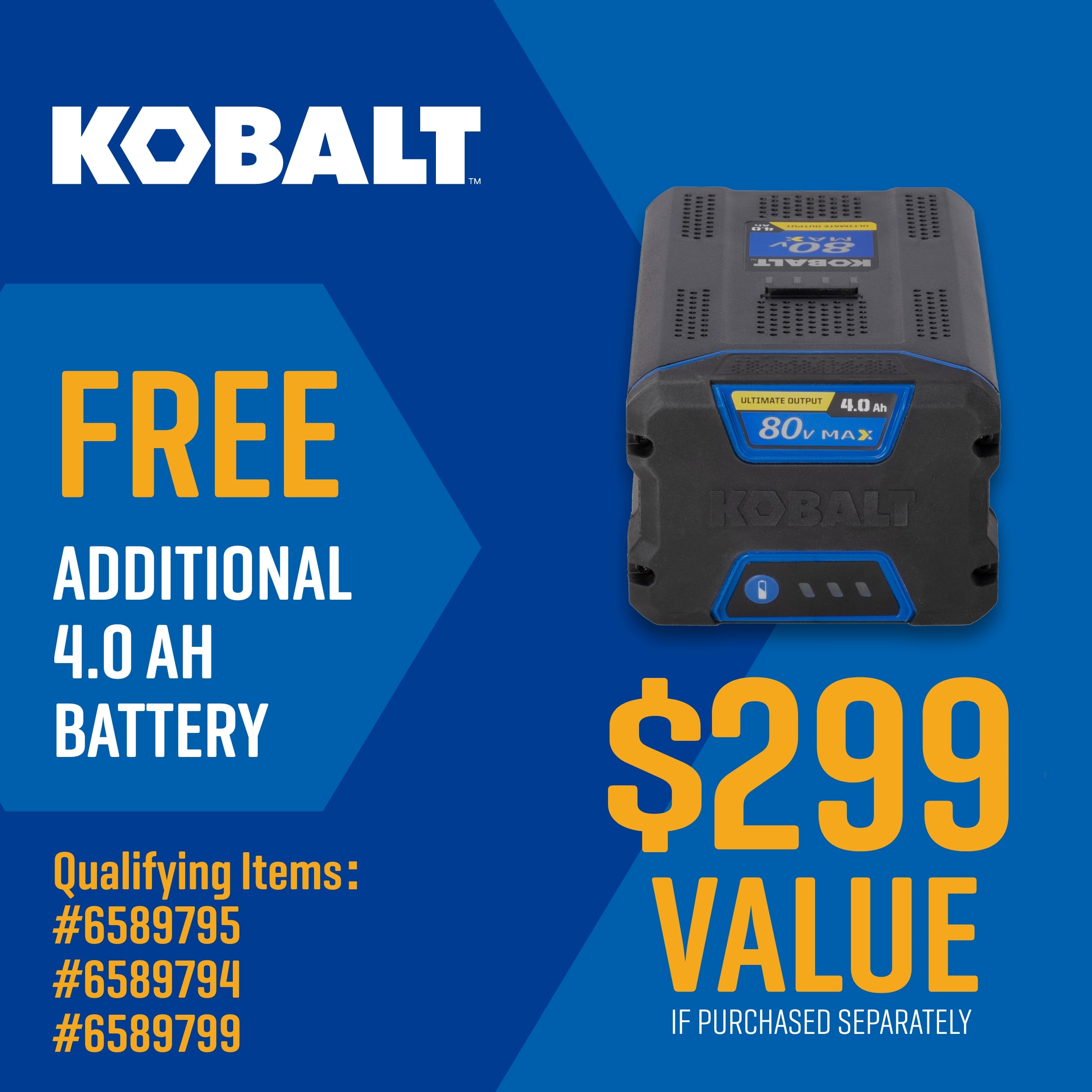 Kobalt 80-Volt 21-in Battery Push Lawn Mower, (1) 4 Ah and (1) 5 Ah Batteries Included