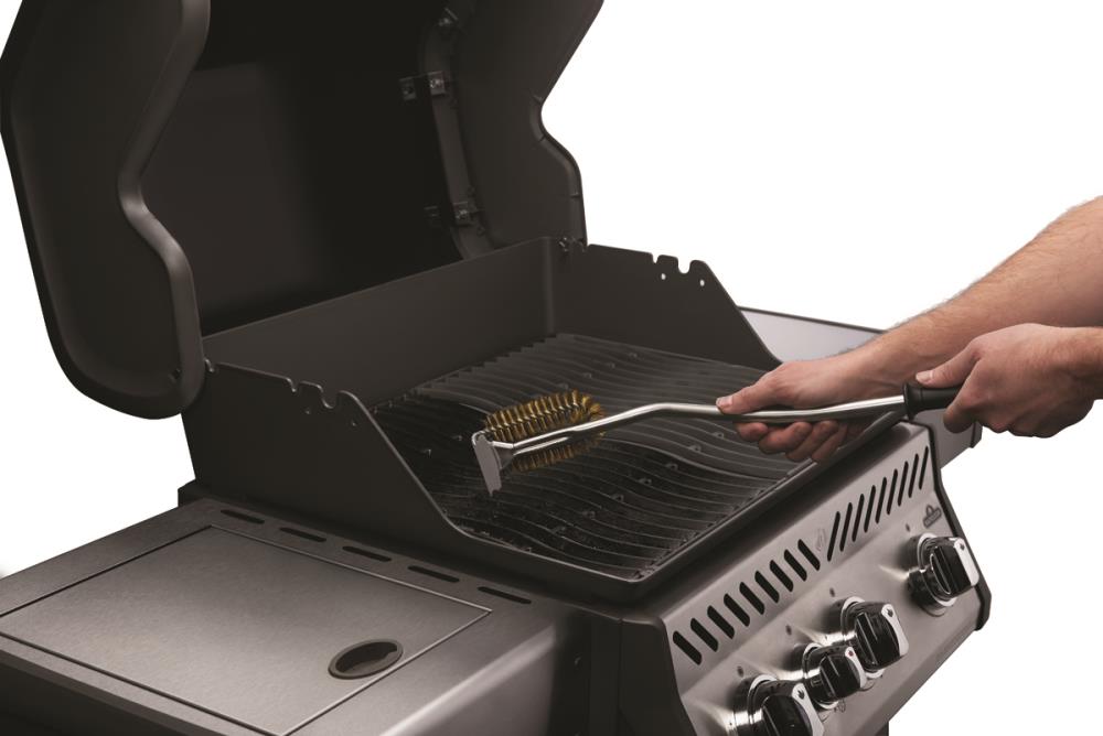 NAPOLEON Grilling Accessories Brass Grill brush with 22-in Plastic Handle with Scraper Blade