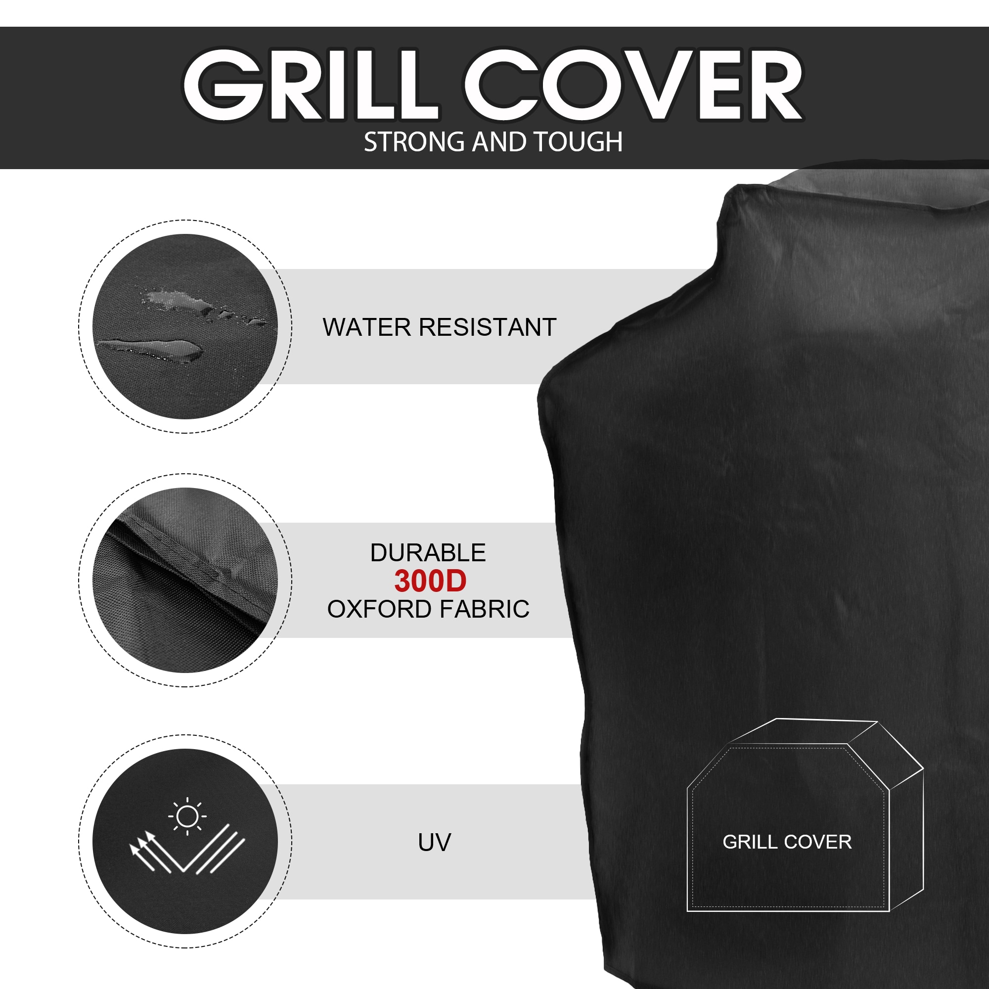 Royal Gourmet 58-in W x 26-in H Black Fits most Cover