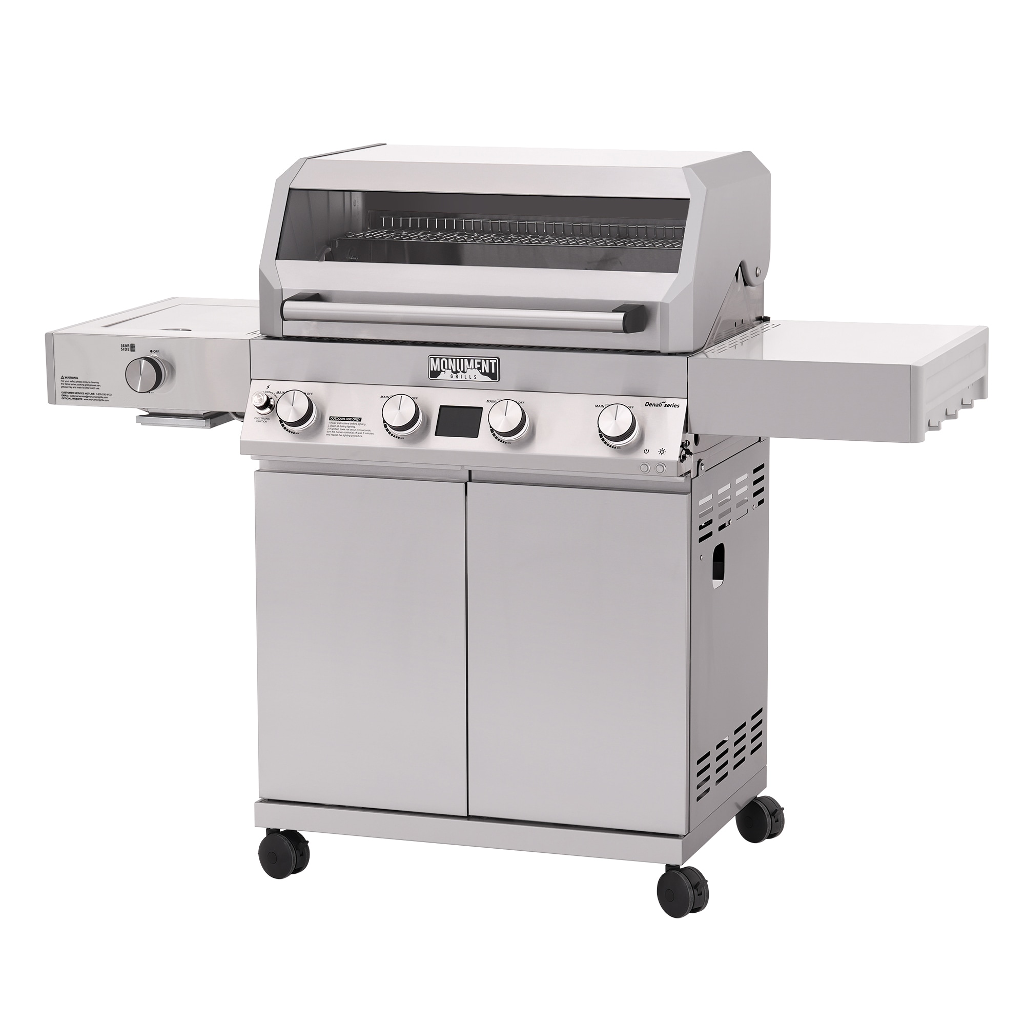 Monument Denali 410 Stainless steel 4 -Burner Infrared Liquid Propane Gas Grill 1 -Side Burner
