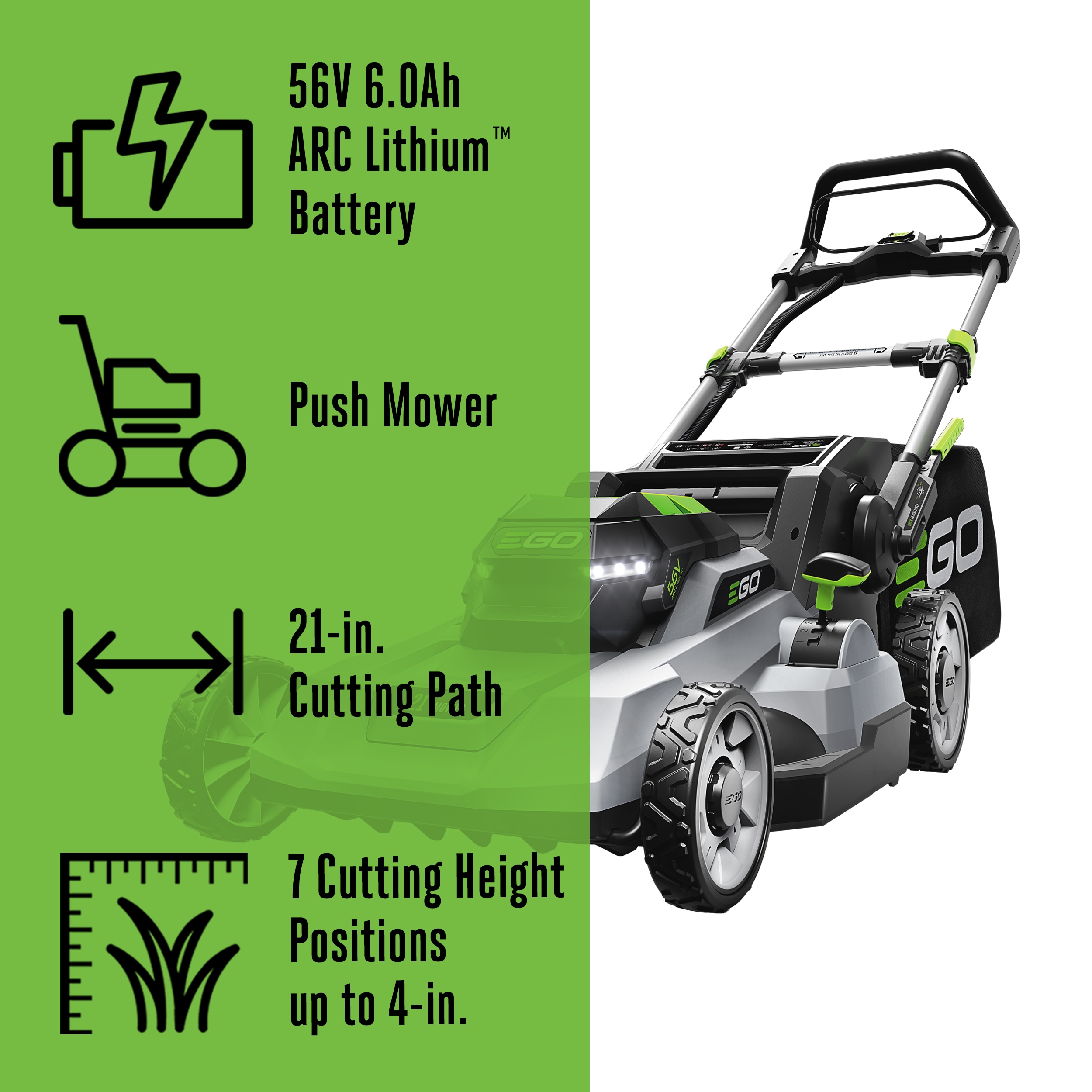 EGO POWER+ 600 Series 56-volt, 21-in Push Battery Lawn Mower with (1) 6 Ah Battery Included
