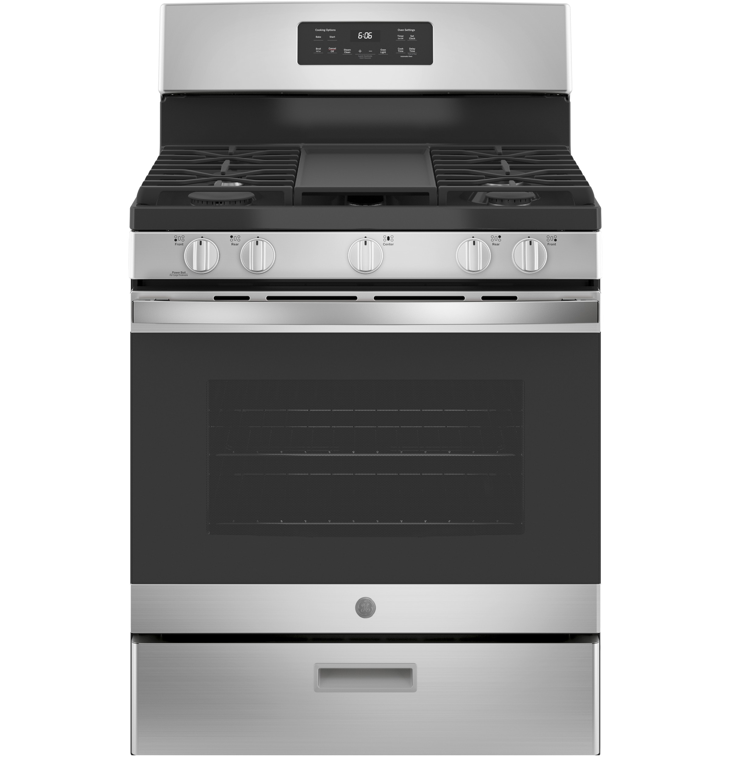 GE 30-in 5 burners 5-cu ft Freestanding Natural Gas Range ( Stainless steel )