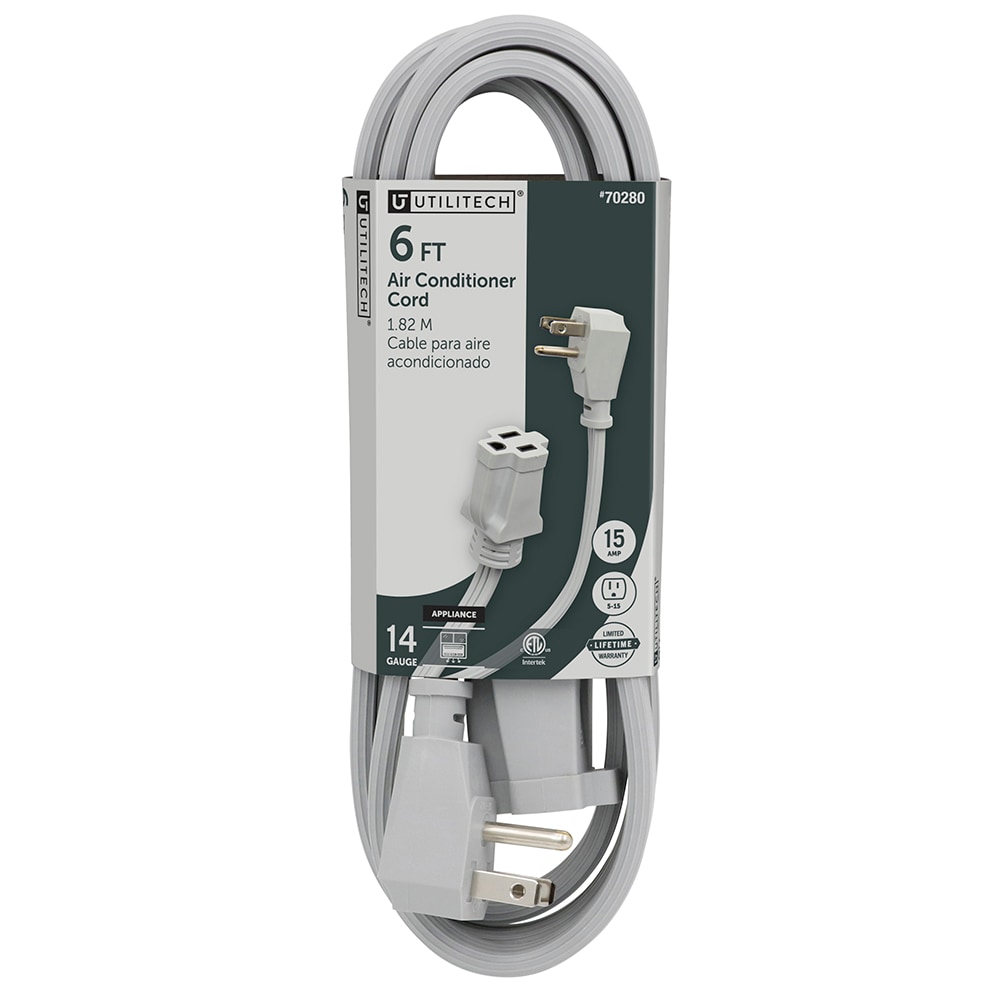 Utilitech 6-ft 15 -Amp 3 -Prong Gray Air conditioner Appliance Power Cord