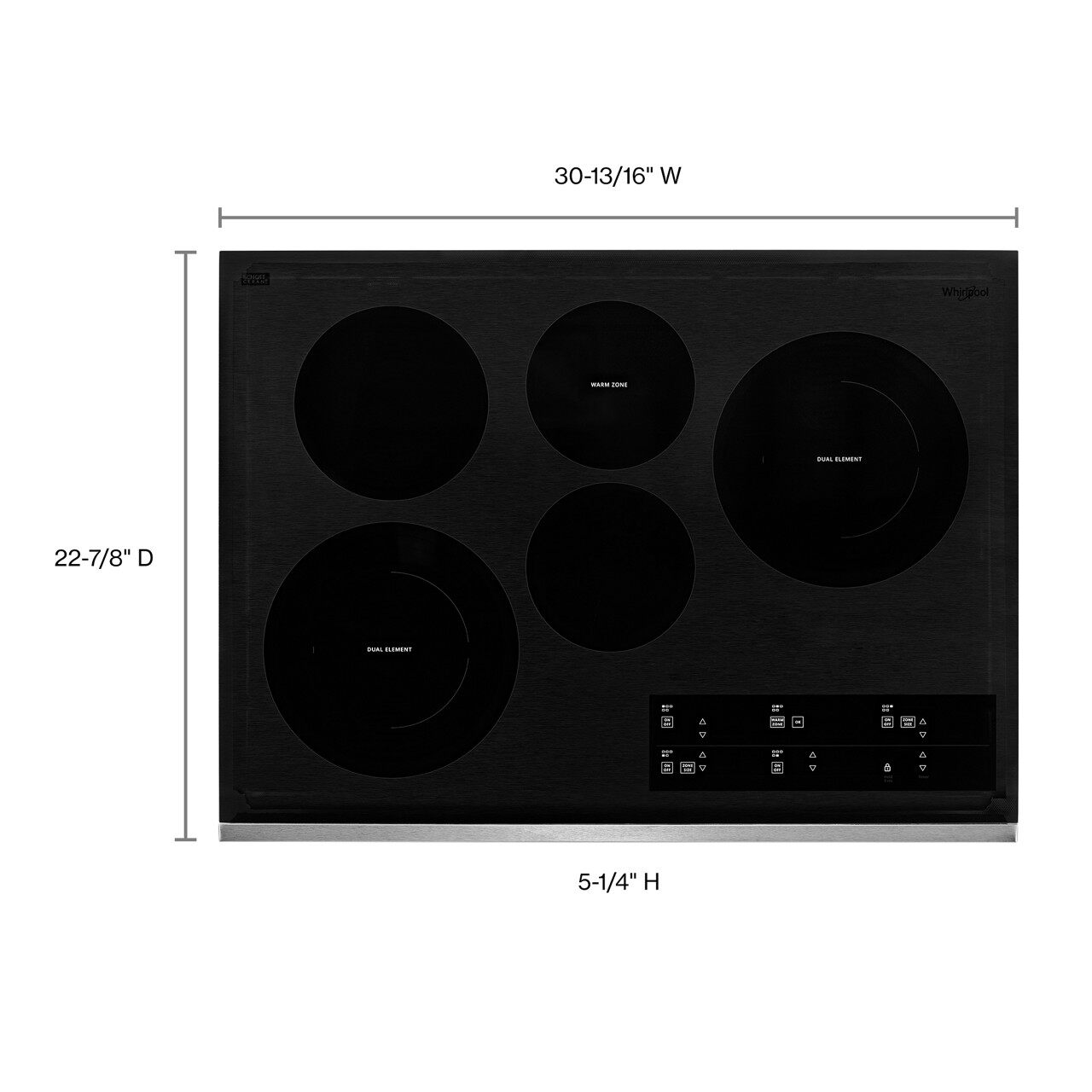 Whirlpool 30-in 5 burners Smooth Surface (Radiant) Stainless steel Electric Cooktop