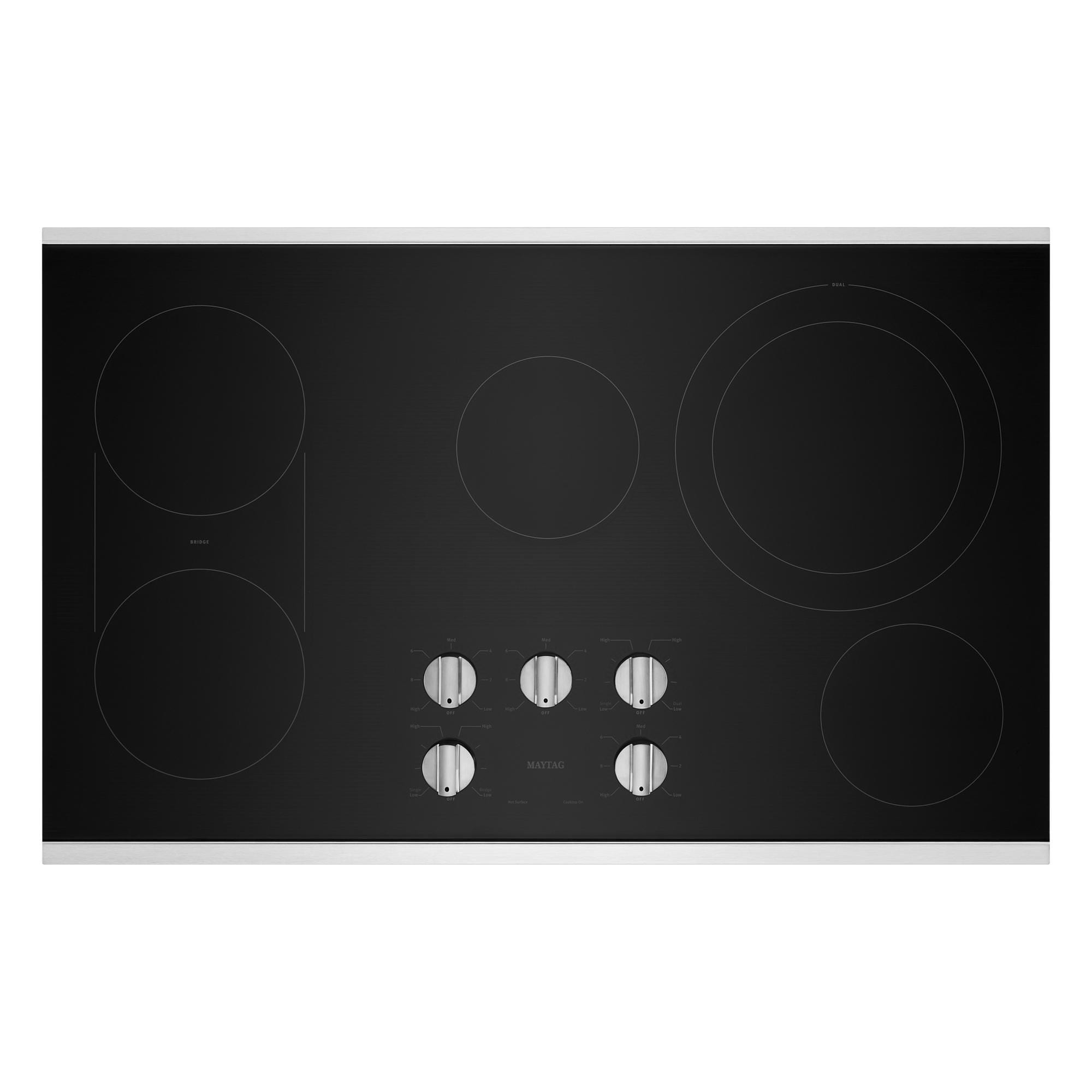 Maytag 36-in 5 burners Smooth Surface (Radiant) Stainless steel Electric Cooktop with Bridge Element