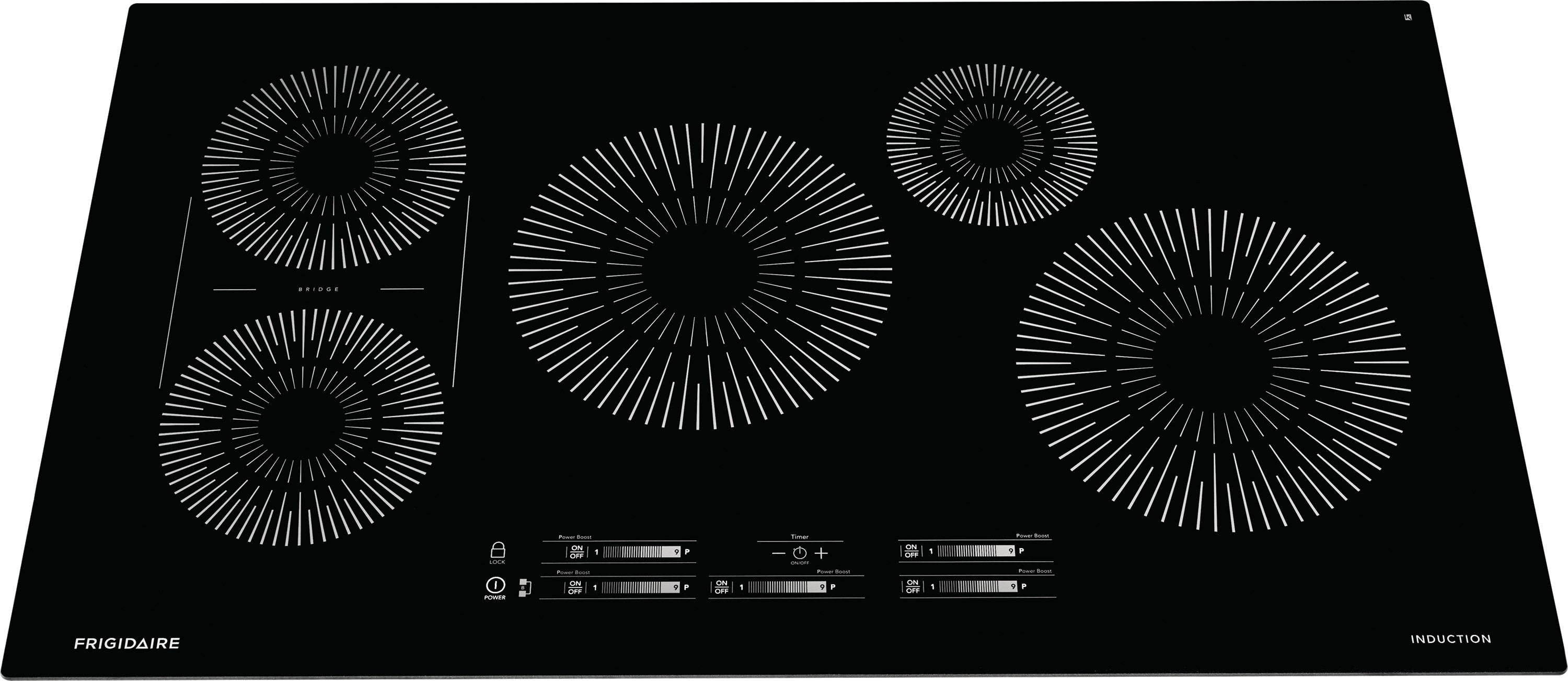 Frigidaire 36-in 5 burners Black Induction Cooktop with Bridge Element
