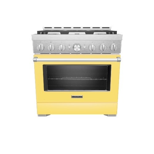 KitchenAid 36-in 6 burners 5.1-cu ft Convection Oven Freestanding Natural Gas Range ( Yellow Pepper )