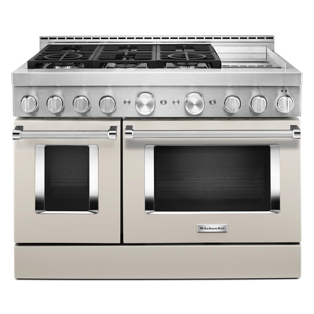 KitchenAid 48-in 6 burners 4.1-cu ft / 2.2-cu ft Convection Oven Freestanding Double Oven Gas Range ( Milkshake )