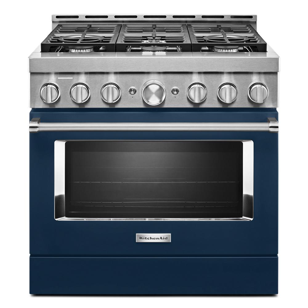 KitchenAid 36-in 6 burners 5.1-cu ft Convection Oven Freestanding Natural Gas Range ( Ink Blue )