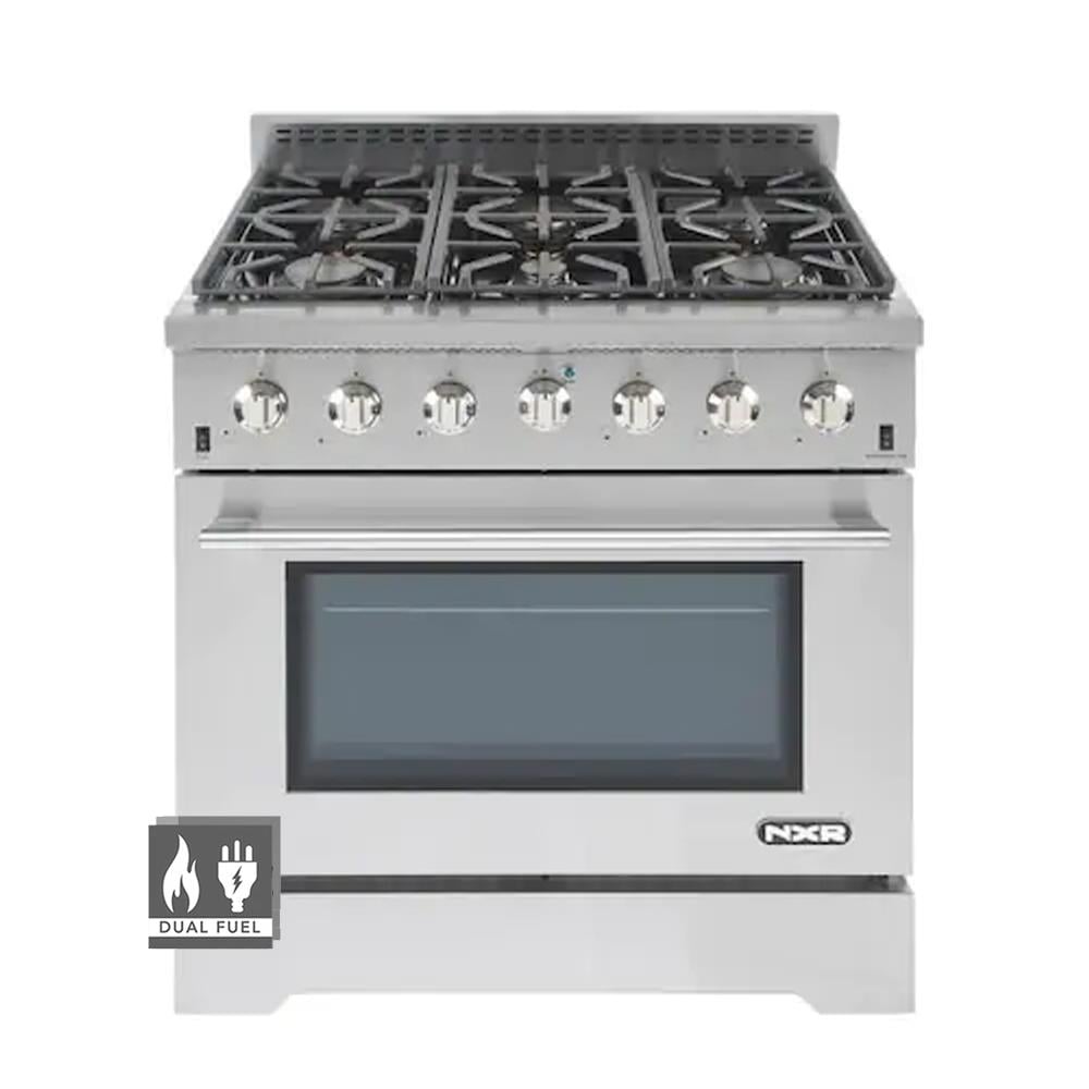 NXR LS 36-in Standard 6 burners Convection Oven Freestanding Dual Fuel Range ( Stainless steel )