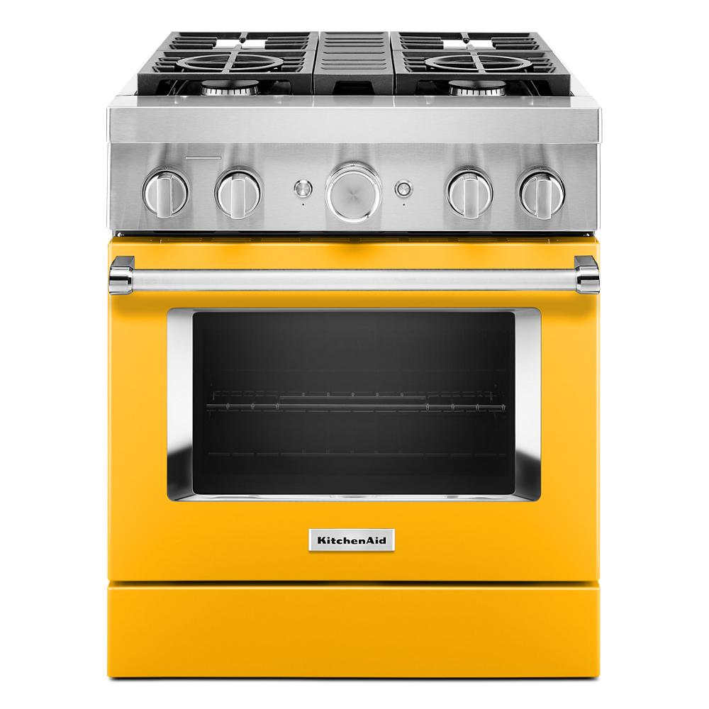 KitchenAid 30-in Deep recessed 4 burners Convection Oven Freestanding Dual Fuel Range ( Yellow Pepper )