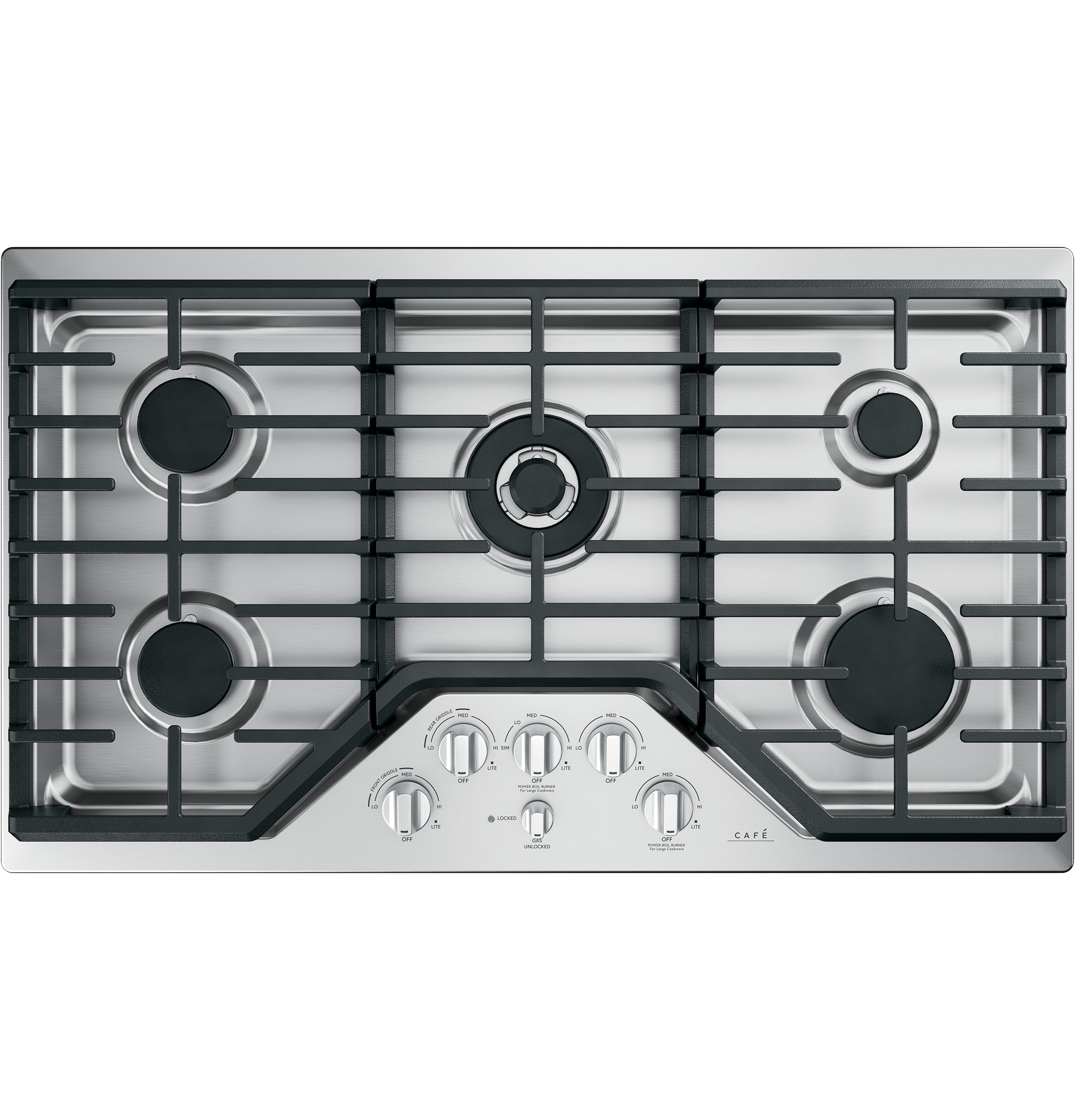 Cafe 36-in 5 burners Stainless steel Gas Cooktop (Griddle Included)