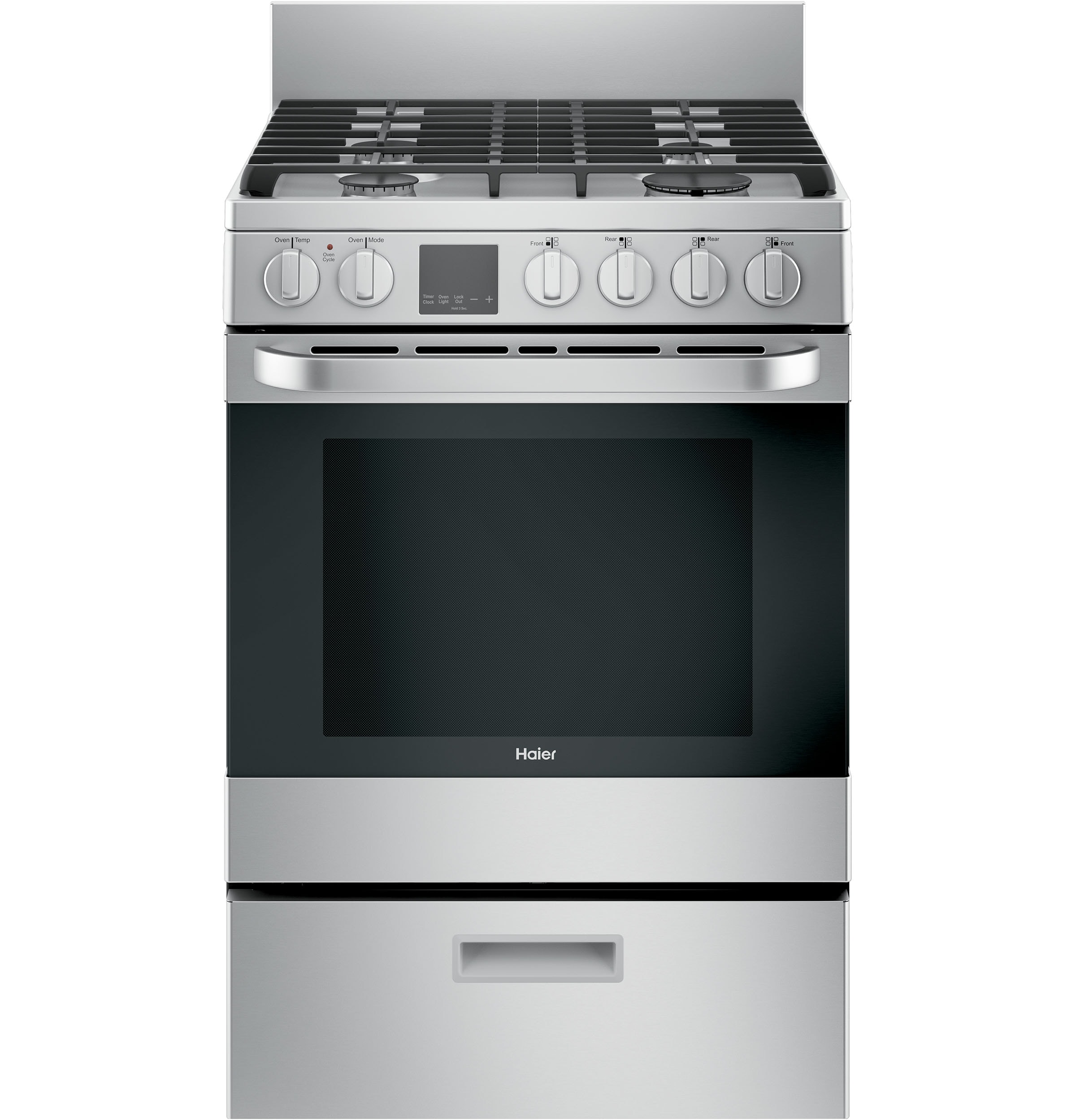 Haier 24-in 4 burners 2.9-cu ft Convection Oven Freestanding Natural Gas Range ( Stainless Steel )