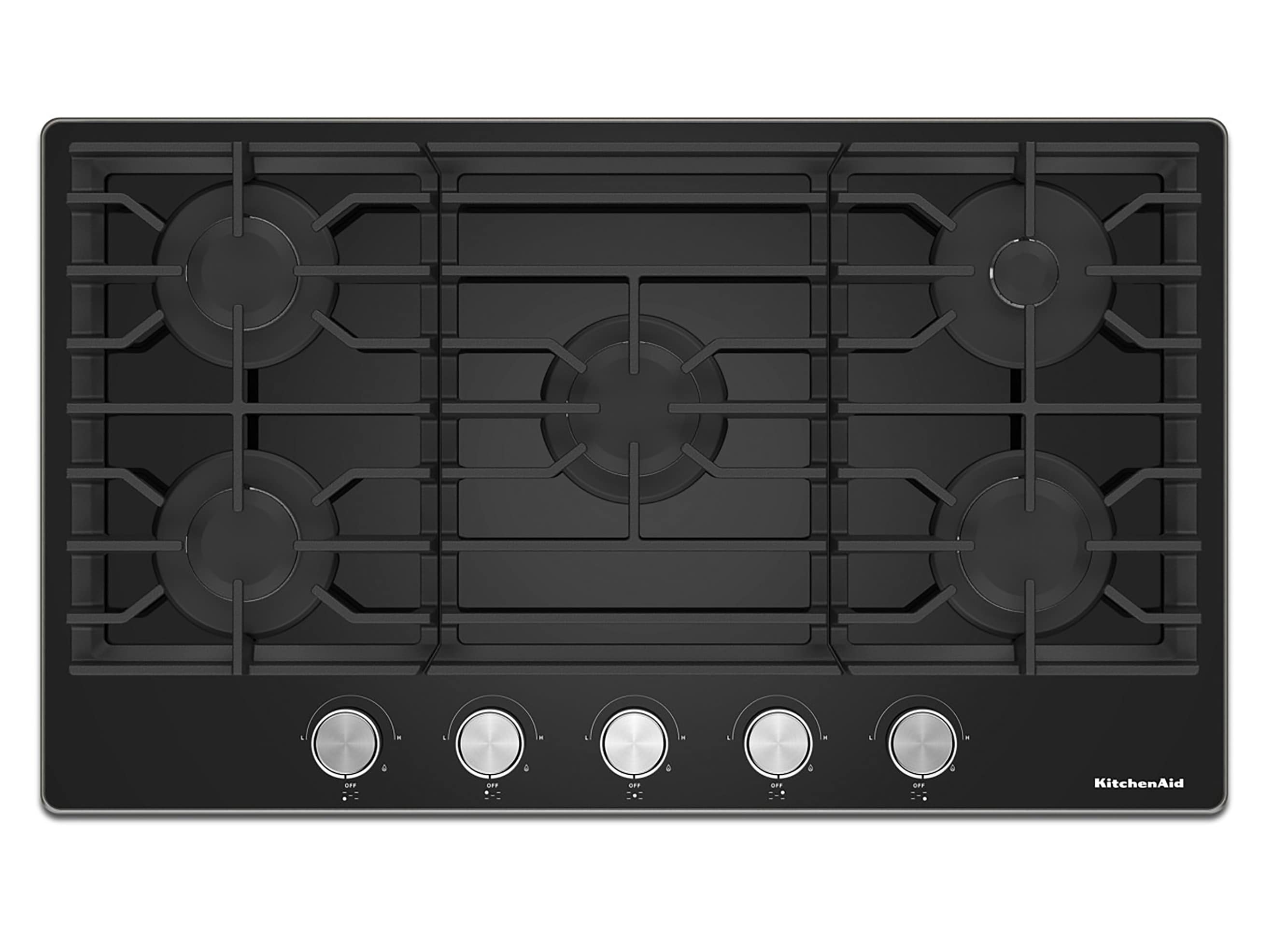 KitchenAid 36-in 5 burners Black Gas Cooktop