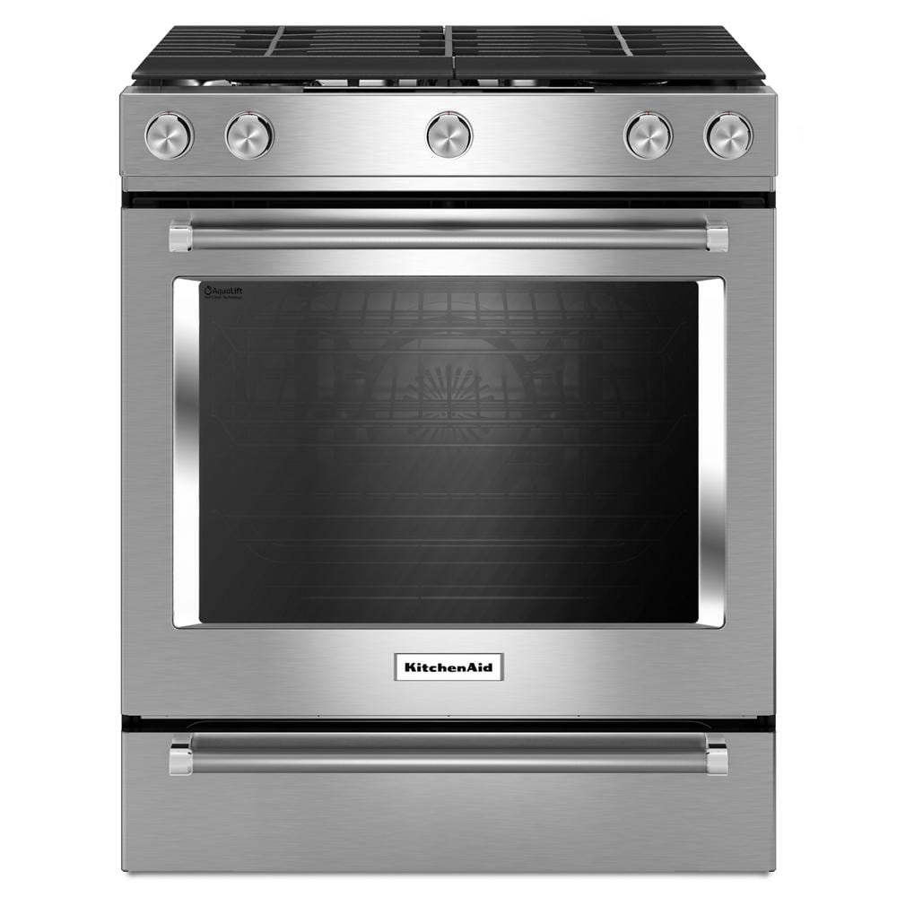 KitchenAid 30-in 5 burners 5.8000-cu ft Convection Oven Slide-In Natural Gas Range ( Stainless steel )