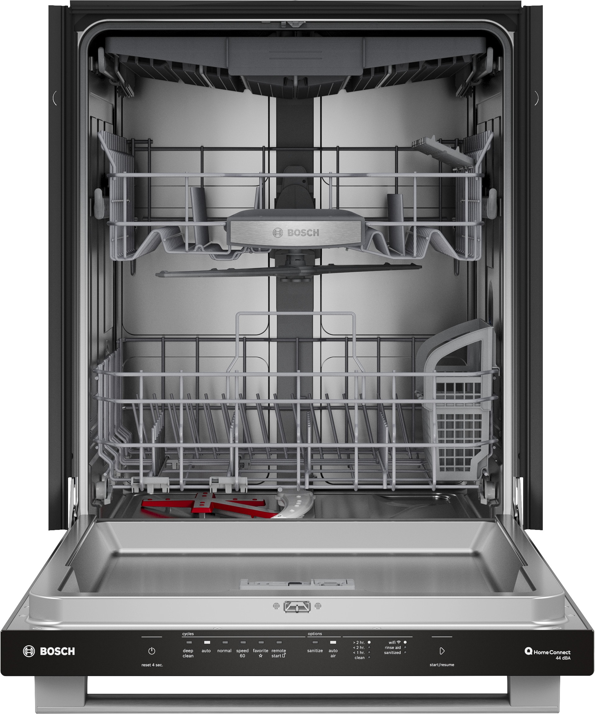 Bosch 500 Series 24 in Top Control Built in Dishwasher With Third Rack Stainless steel ENERGY STAR 44 Decibel Very Quiet Sound Level
