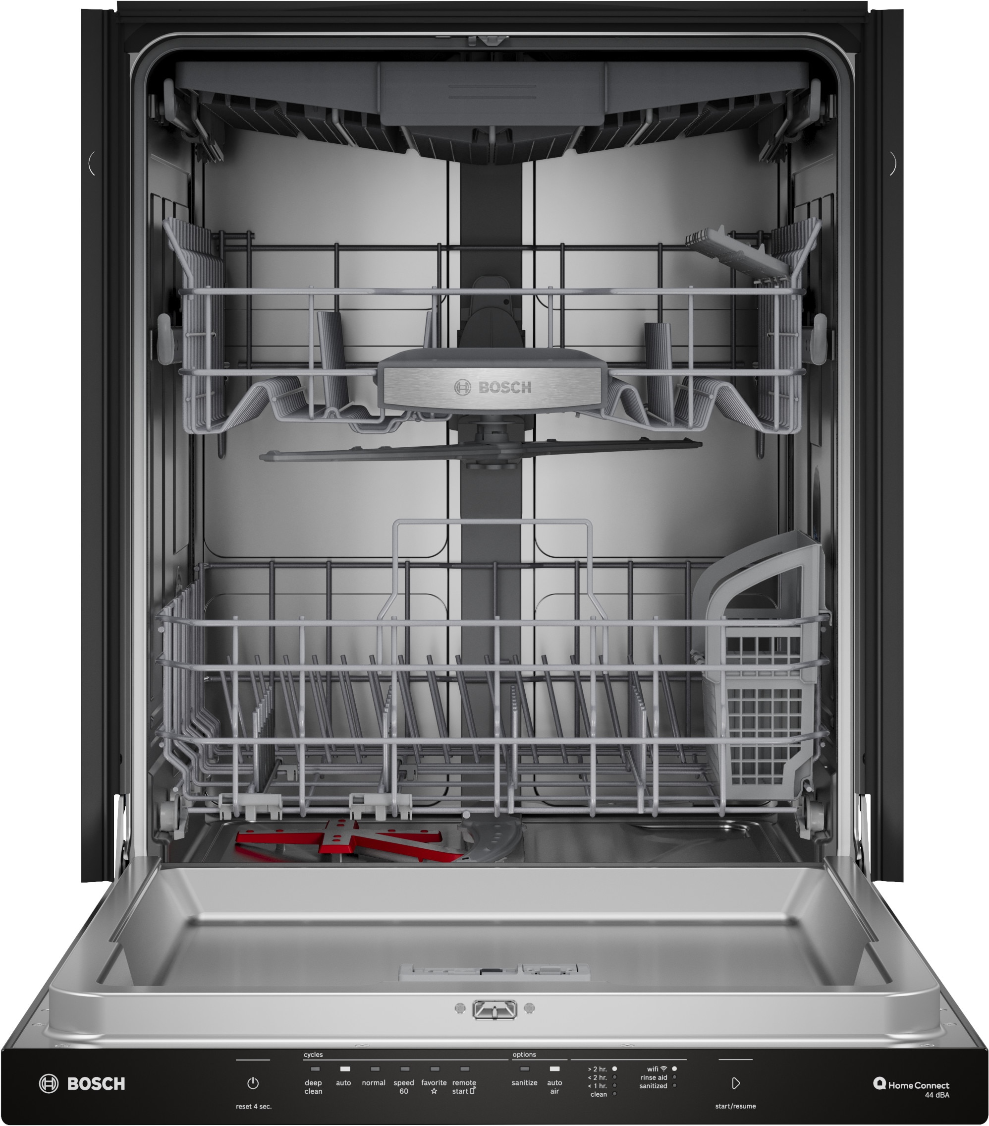 Bosch 500 Series 24 in Top Control Built in Dishwasher With Third Rack Black ENERGY STAR 44 Decibel Very Quiet Sound Level