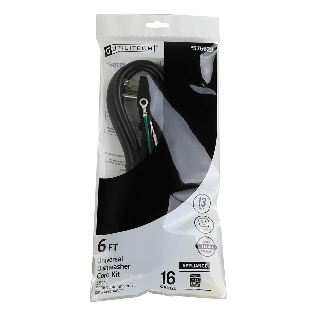 Utilitech SRD 6-ft 13 -Amp 3 -Prong Black Dishwasher Appliance Power Cord