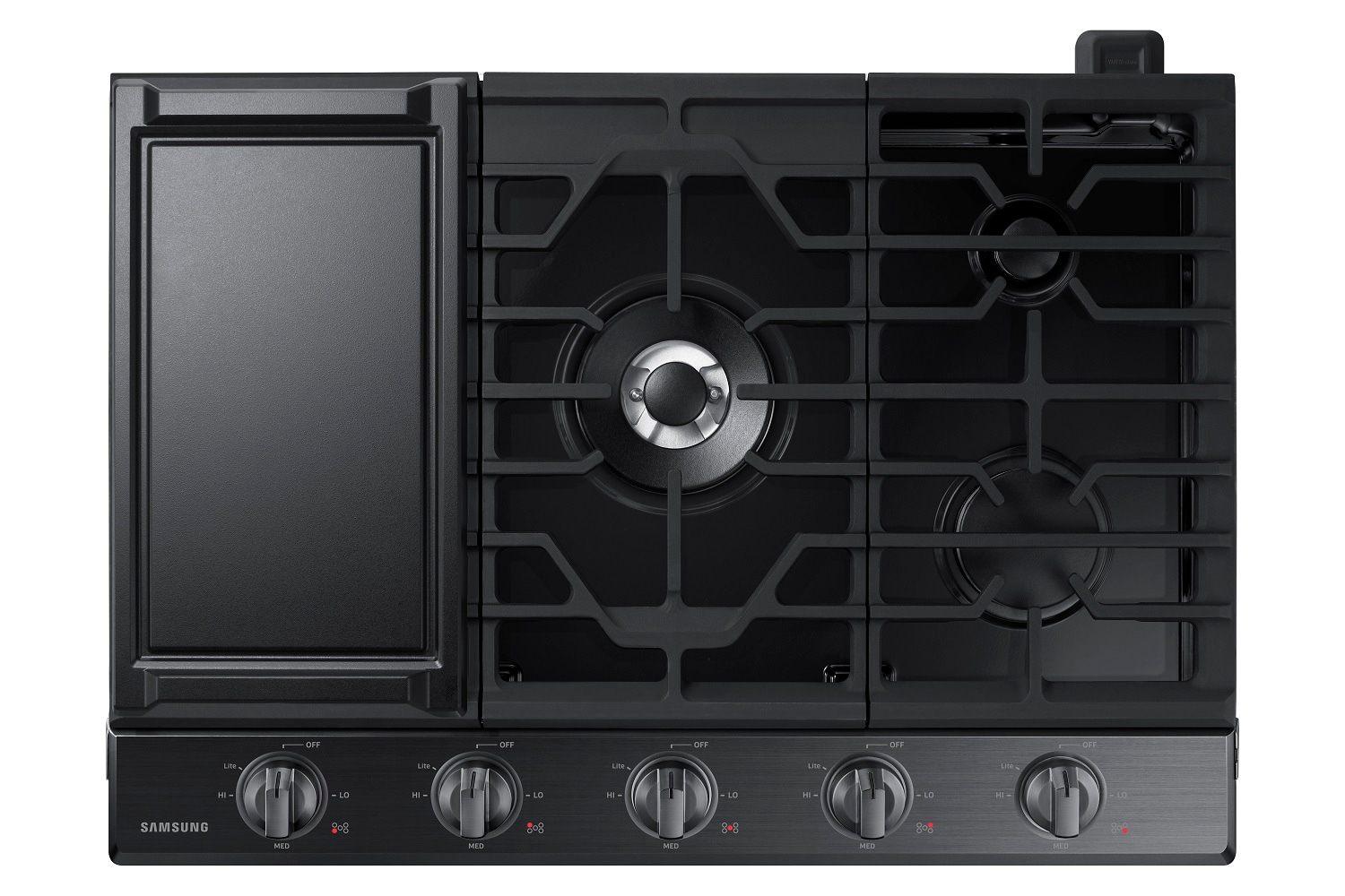 Samsung 30-in 5 burners Black Stainless steel Gas Cooktop (Griddle Included)