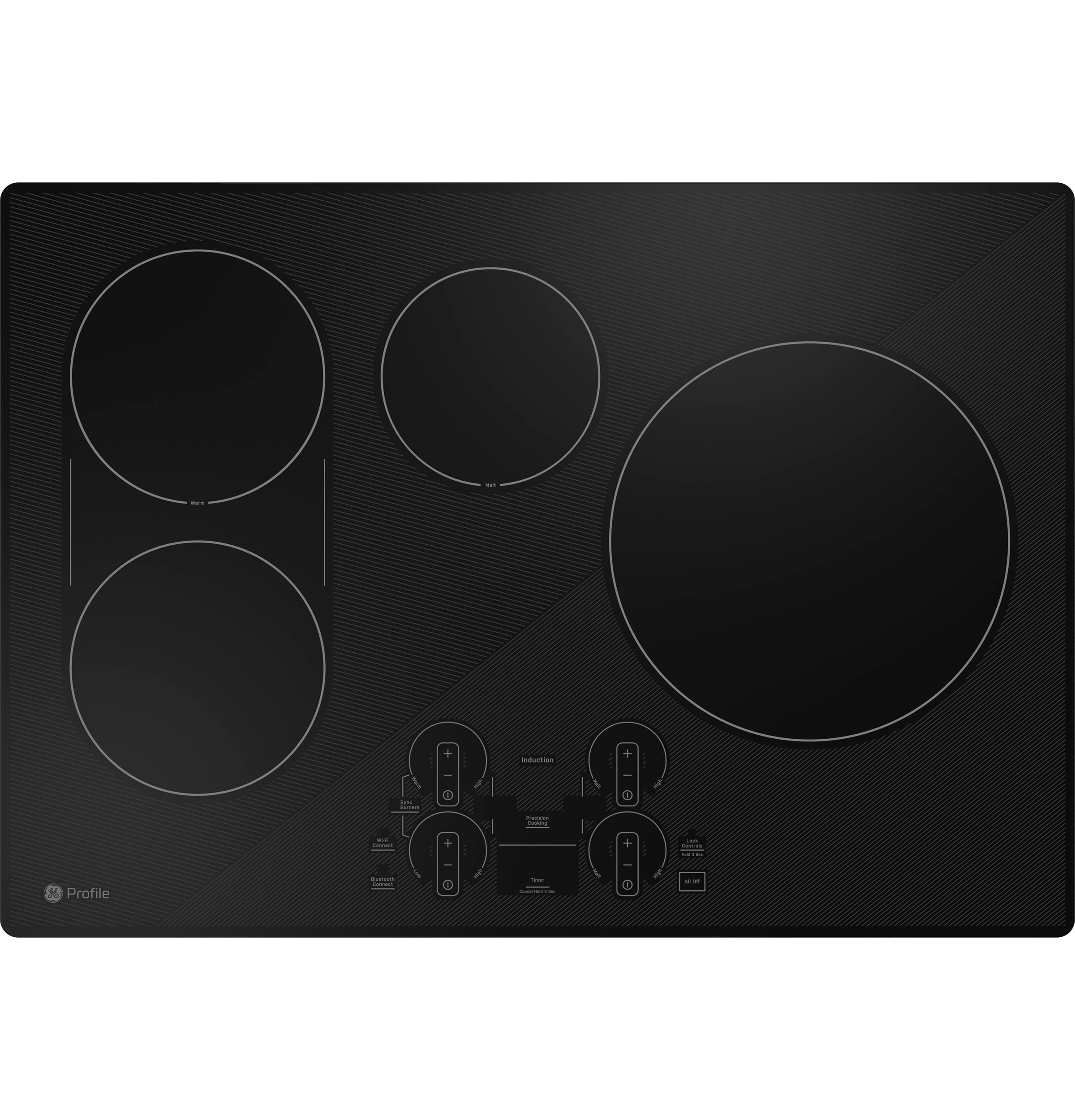 GE Profile 30-in 4 burners Black Smart Compatible Induction Cooktop with Bridge Element