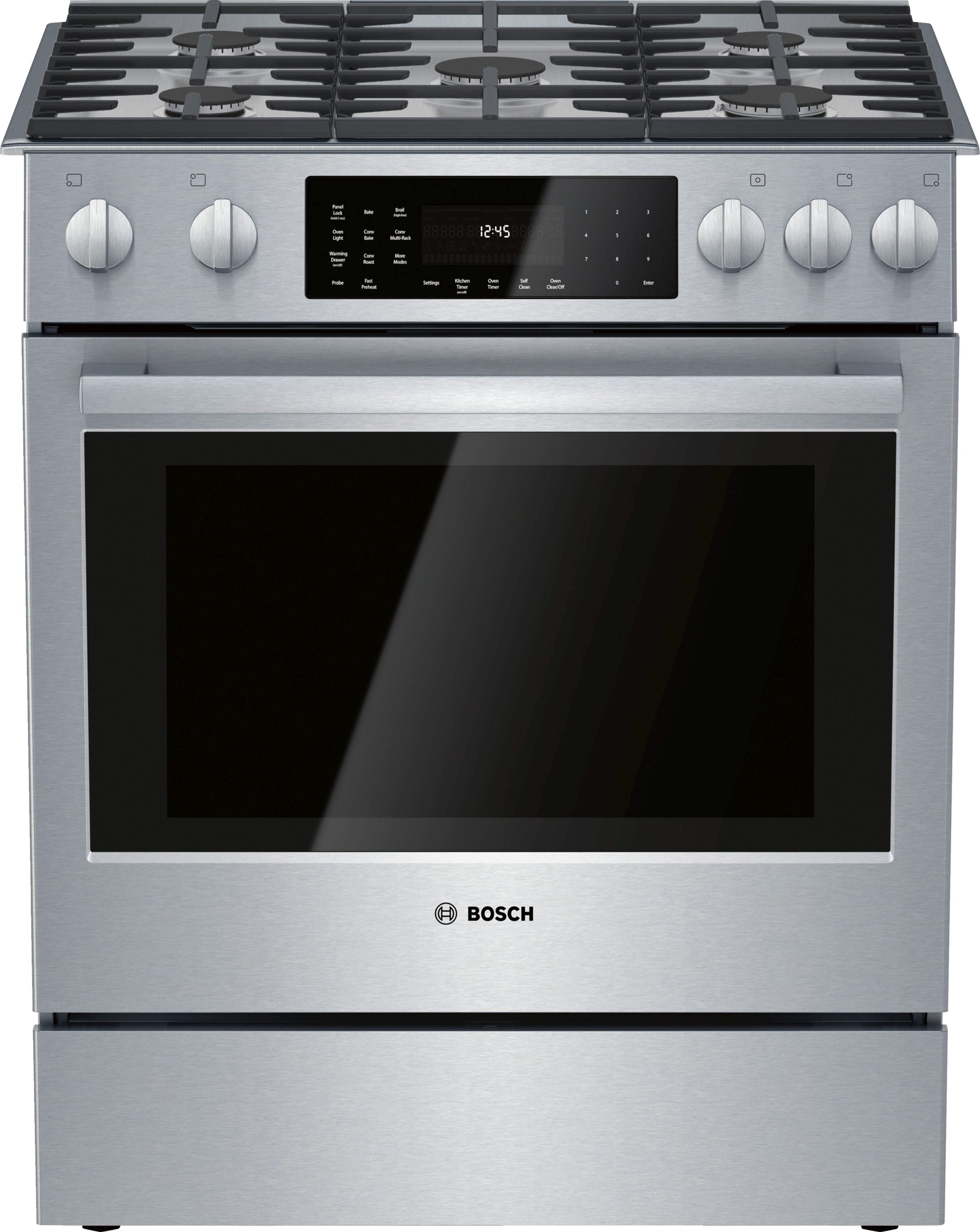 Bosch 800 Deep Recessed 5 Burners Self Cleaning True Convection Stainless Steel Common 30 in Actual 31 5 in