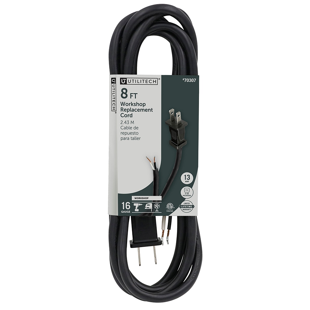 Utilitech 8-ft 13 -Amp 2 -Prong Black Garbage disposal Appliance Power Cord