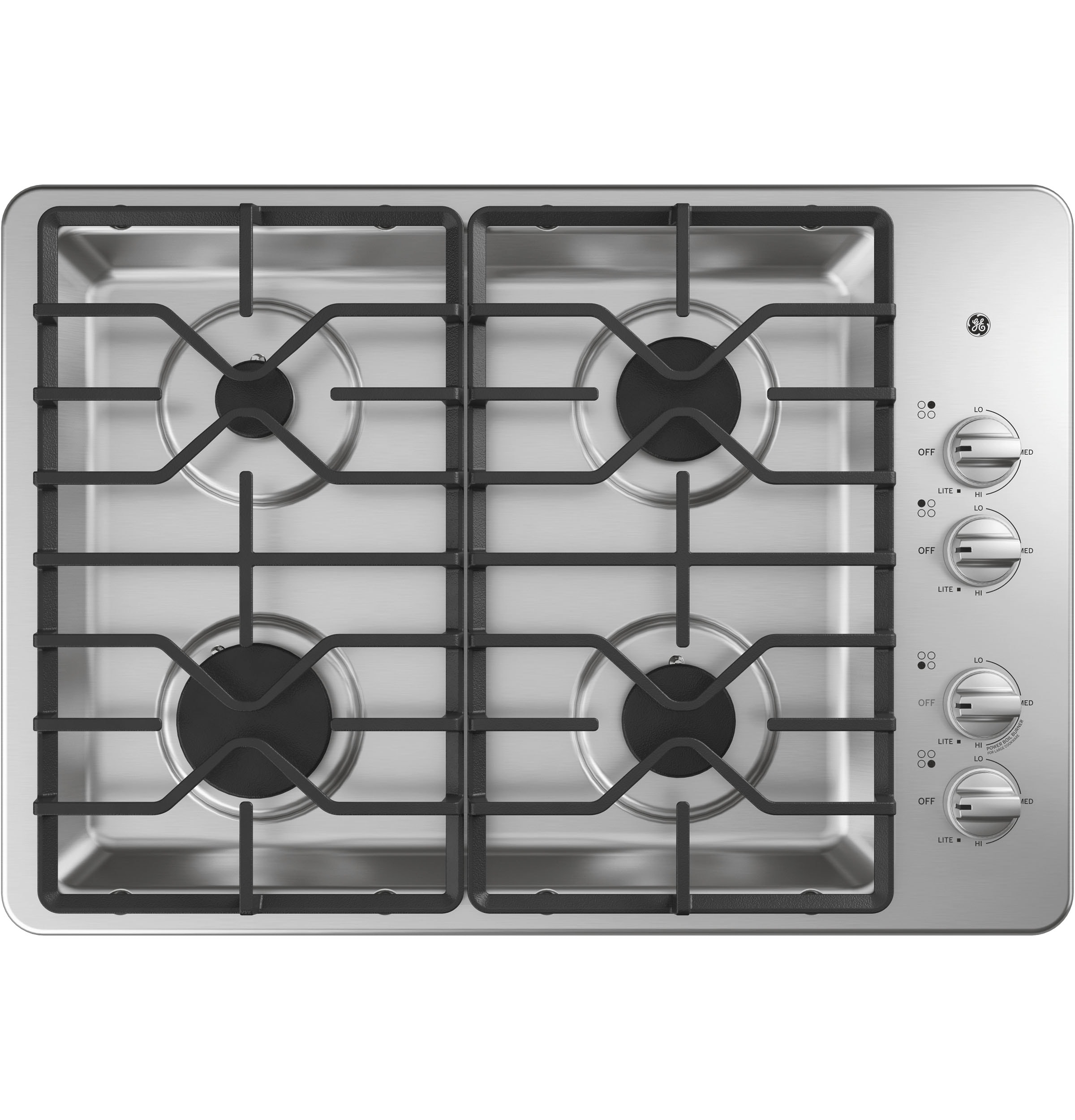 GE 30-in 4 burners Stainless steel Gas Cooktop