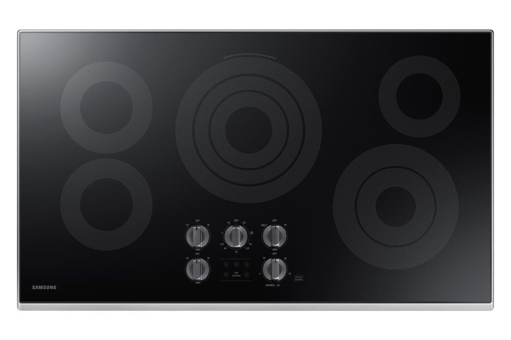 Samsung Premium 36-in 5 burners Smooth Surface (Radiant) Stainless steel Smart Compatible Electric Cooktop