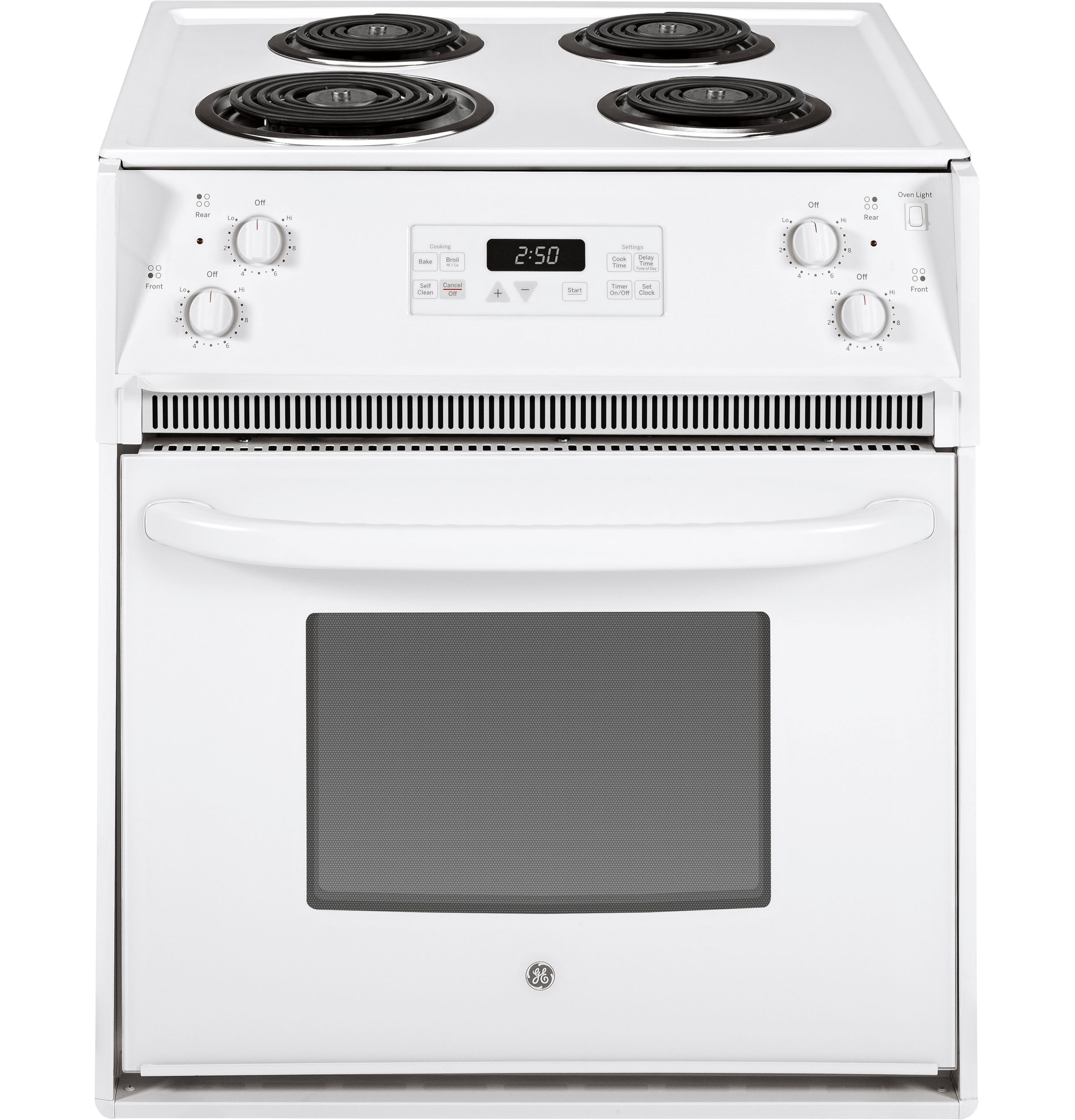 GE 27-in 4 burners 3.0-cu ft Drop-In Electric Range ( White )