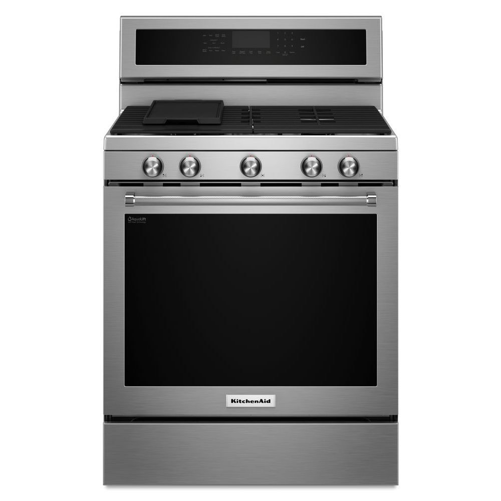 KitchenAid 30-in 5 burners 5.8-cu ft Convection Oven Freestanding Natural Gas Range ( Stainless steel )