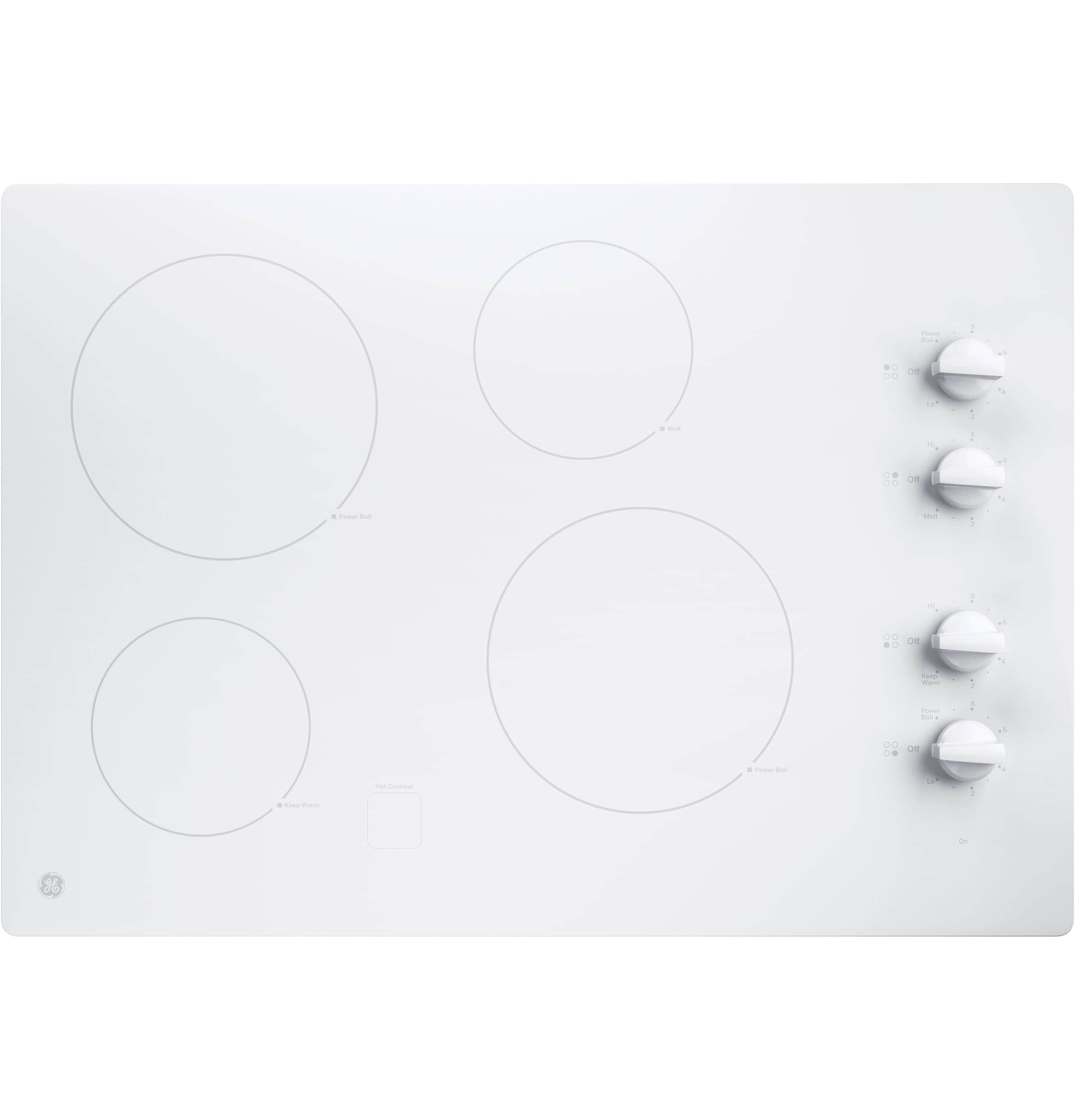 GE 30-in 4 burners Smooth Surface (Radiant) White Electric Cooktop