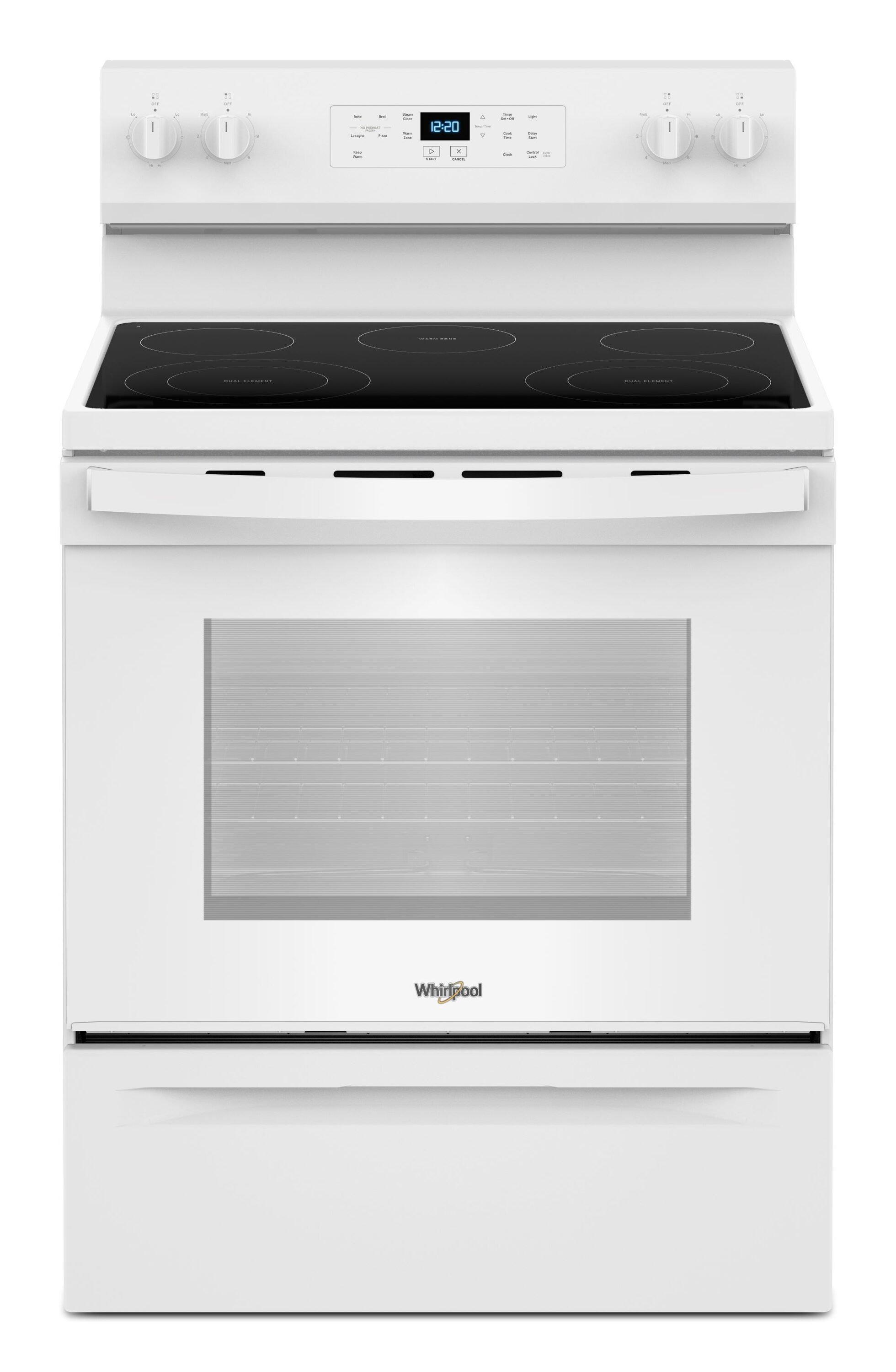 Whirlpool 30-in Glass Top 5 burners 5.3-cu ft Freestanding Electric Range ( White )