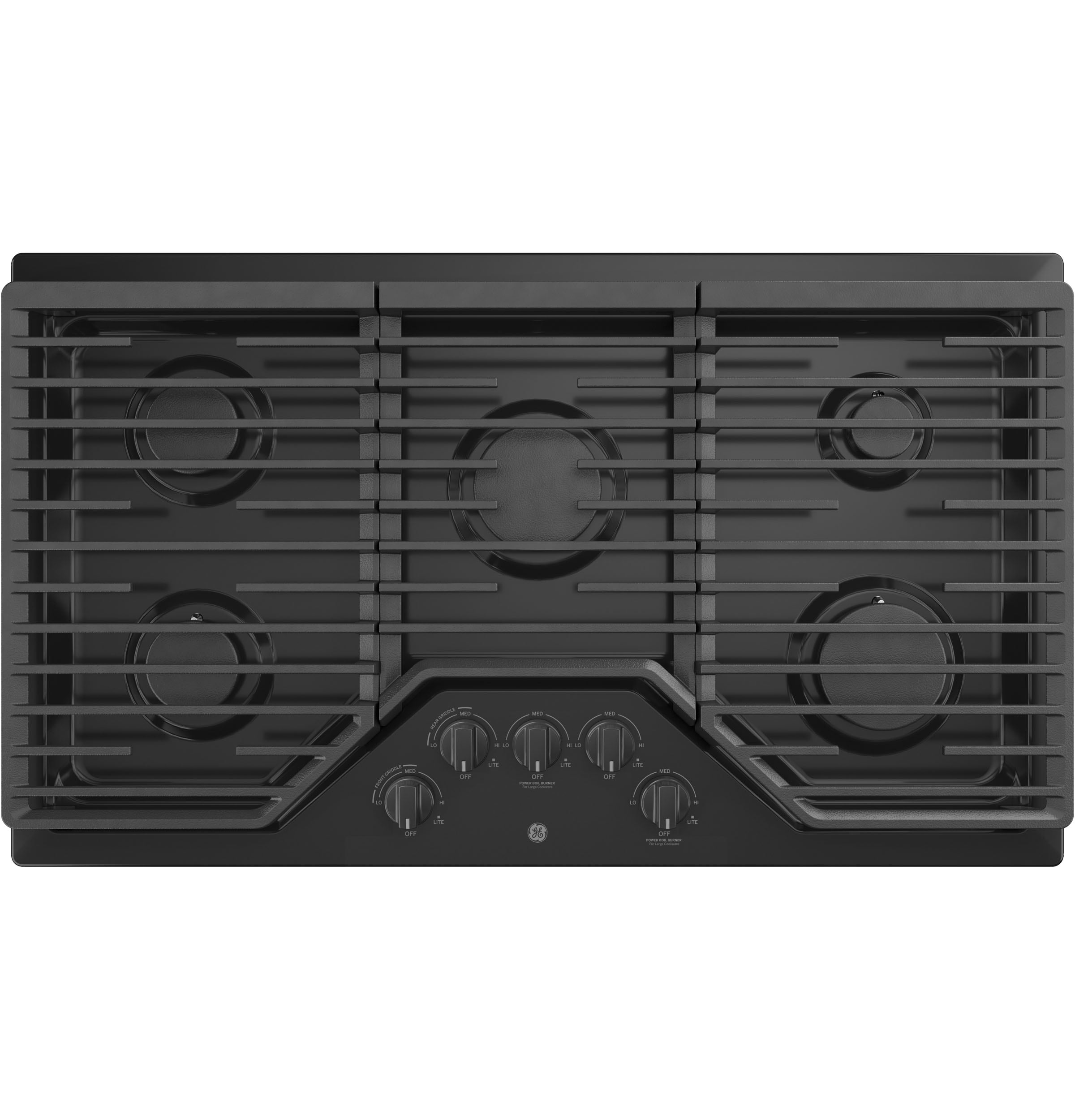 GE 36-in 5 burners Black Gas Cooktop